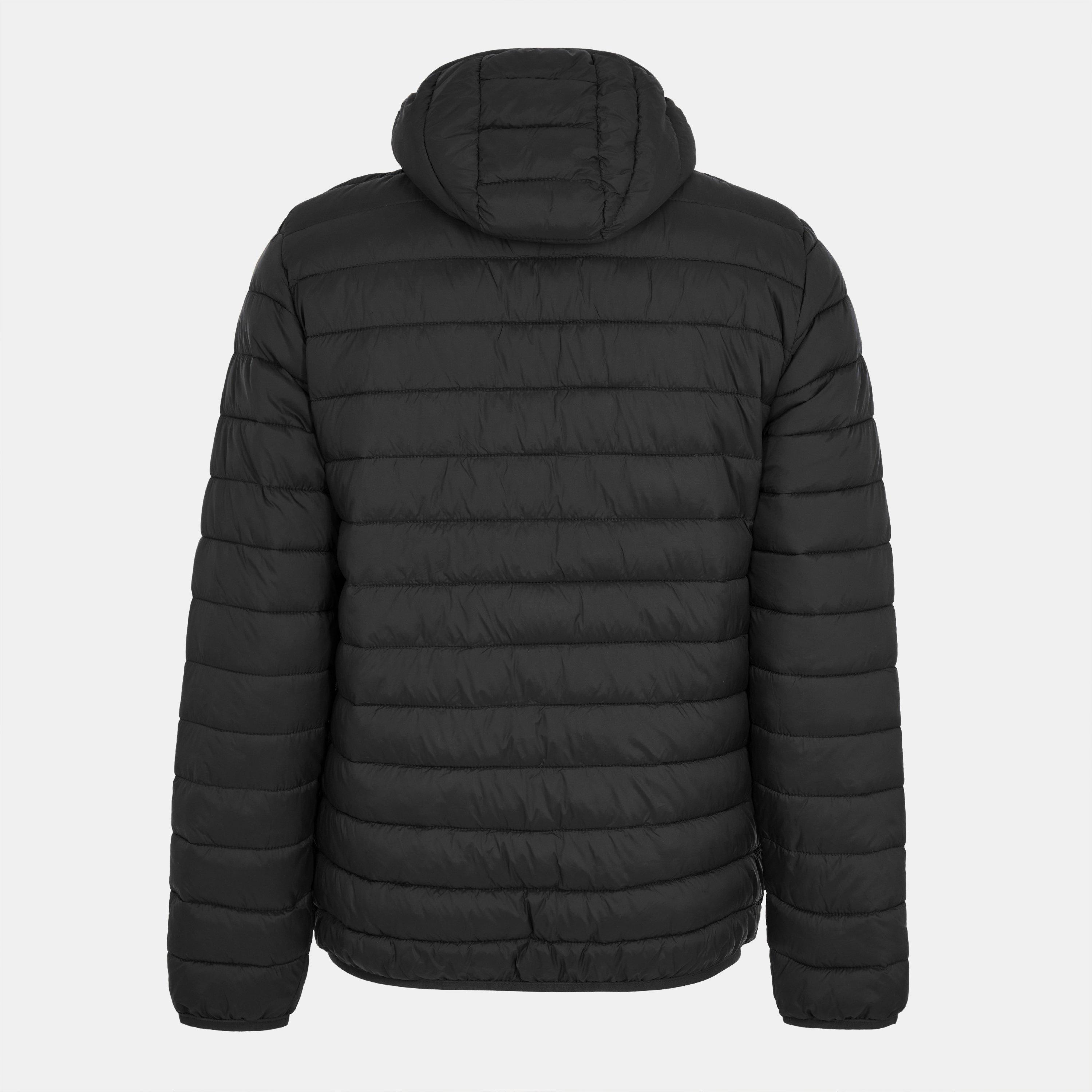 Black - Aquascutum - Men's  Hooded Hip Length Long Sleeve Medium Puffer Jacket - 2