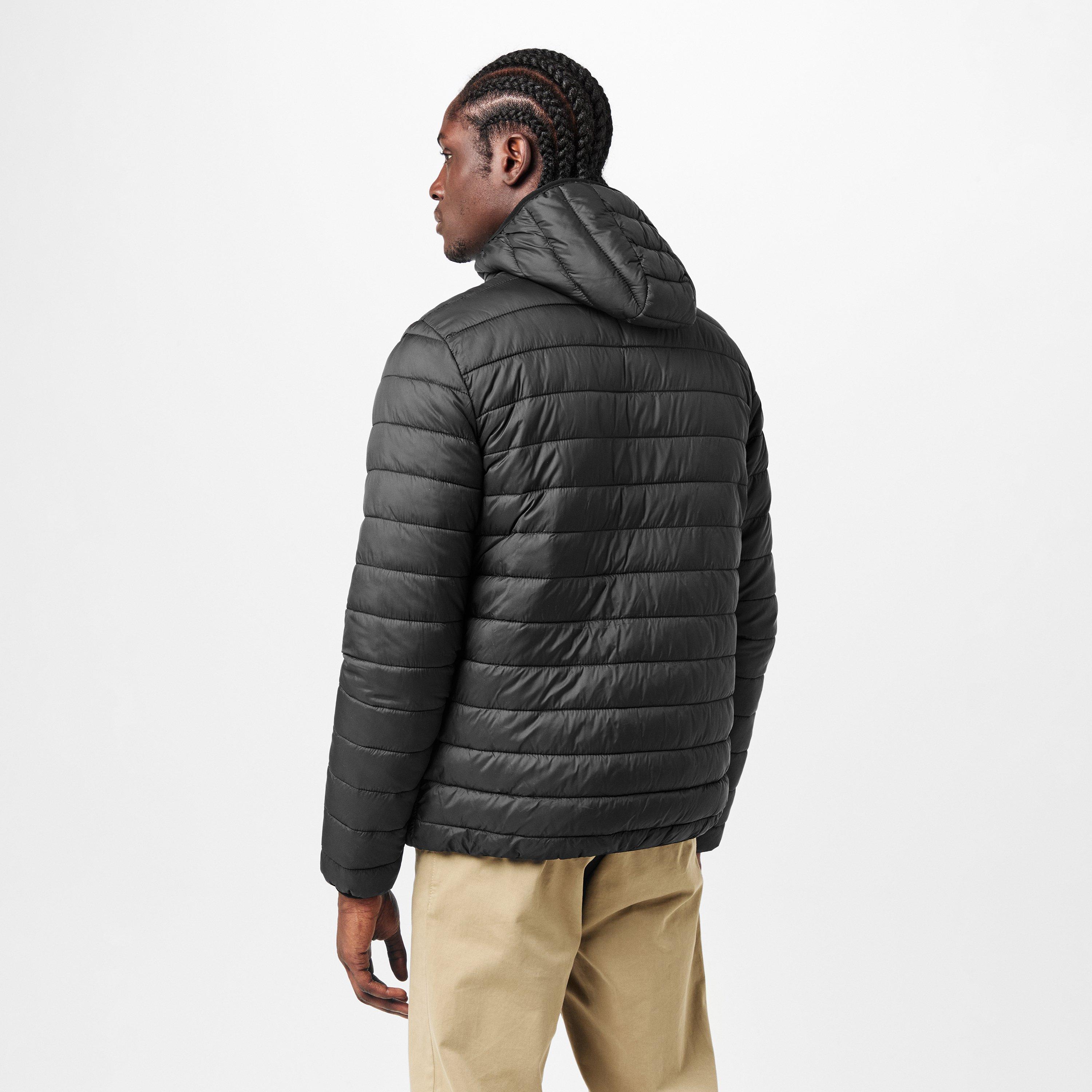 Black - Aquascutum - Men's  Hooded Hip Length Long Sleeve Medium Puffer Jacket - 4