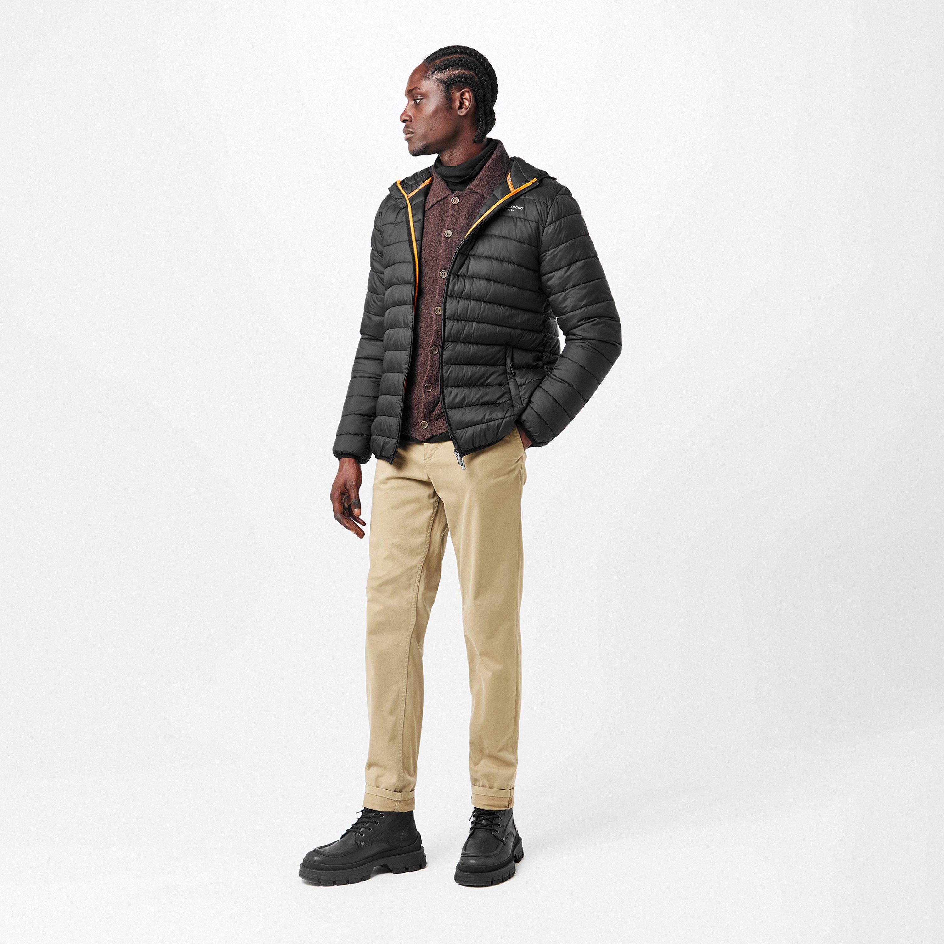 Black - Aquascutum - Men's  Hooded Hip Length Long Sleeve Medium Puffer Jacket - 6