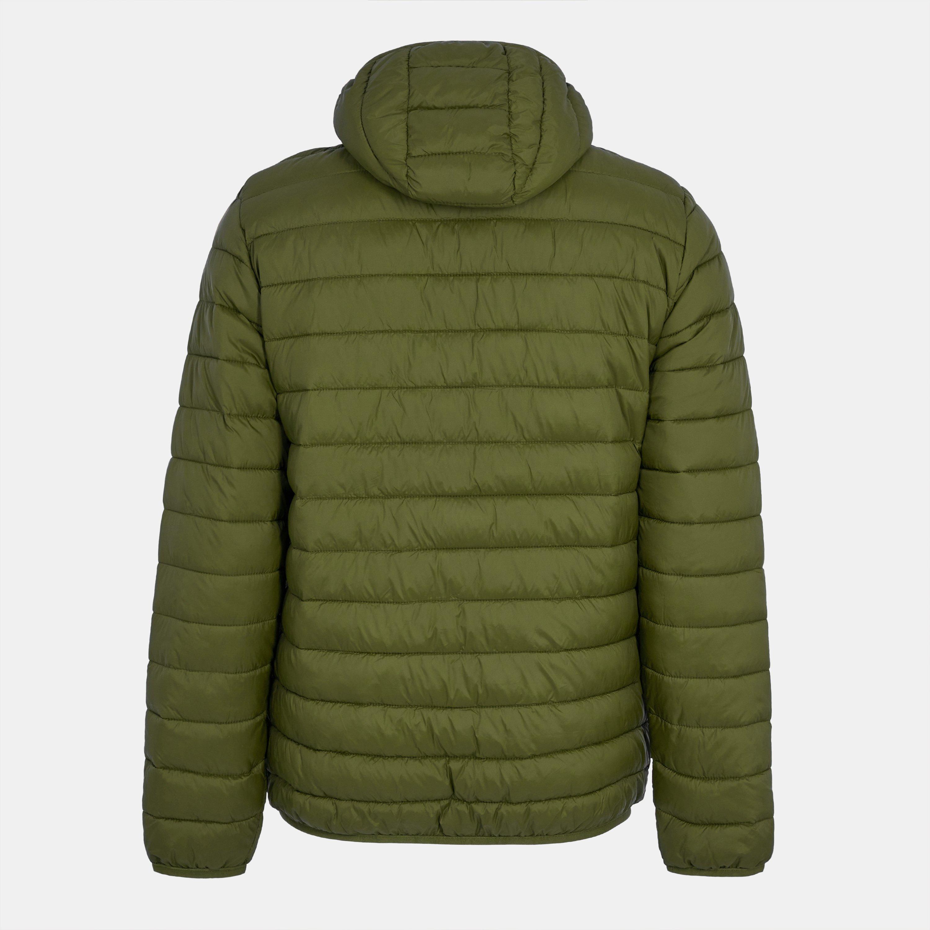 Army Green - Aquascutum - Men's  Hooded Hip Length Long Sleeve Medium Puffer Jacket - 2