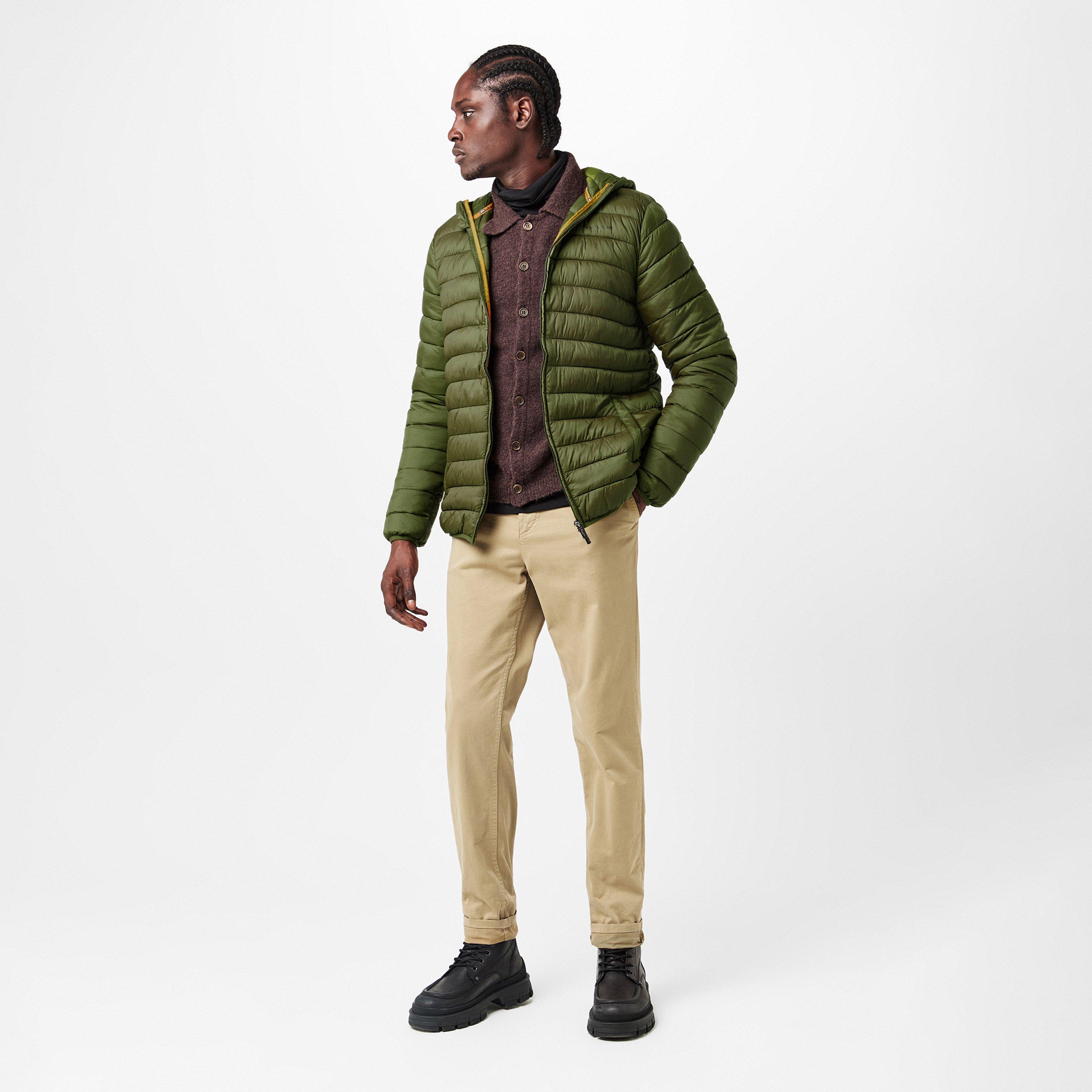 Army Green - Aquascutum - Men's  Hooded Hip Length Long Sleeve Medium Puffer Jacket - 6