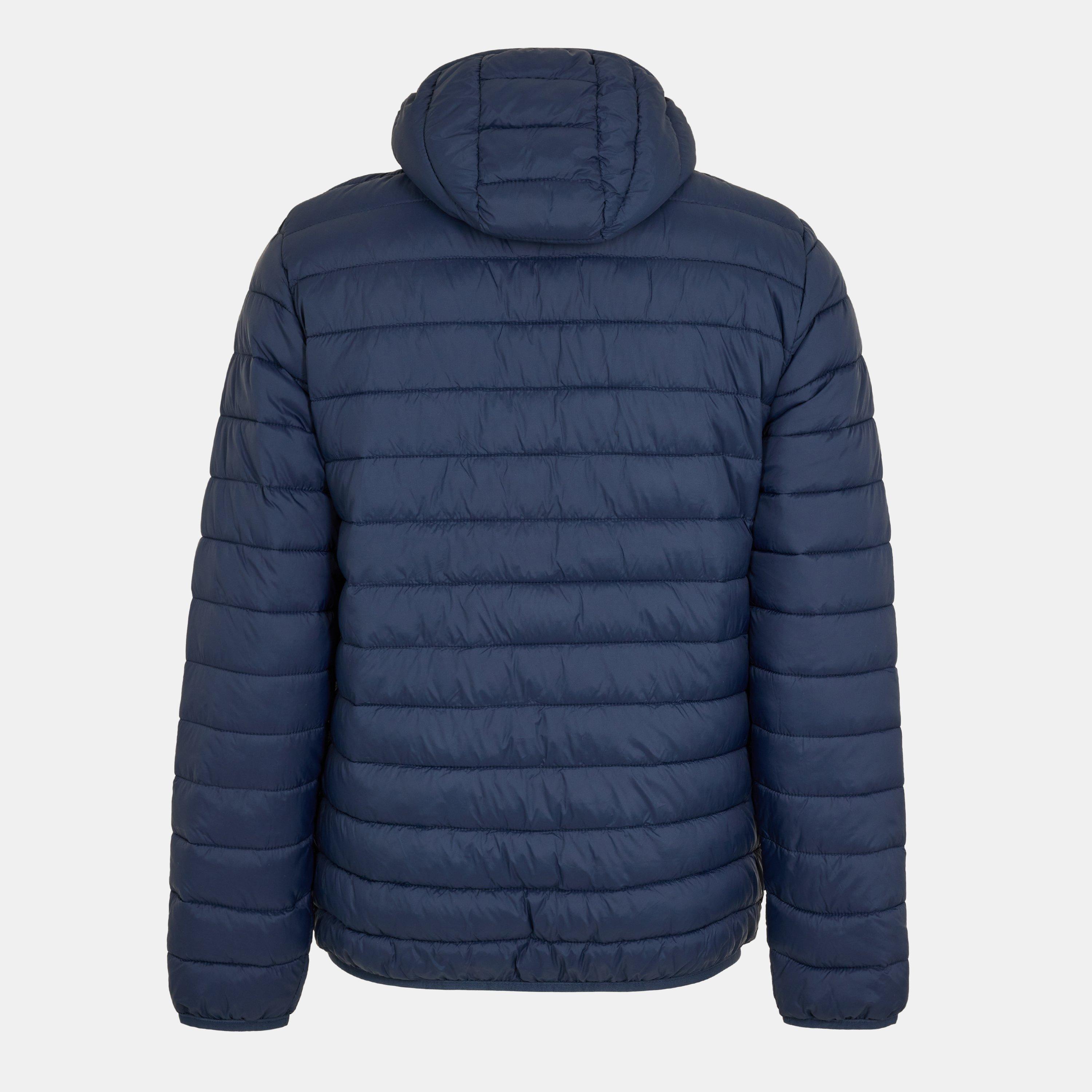 Navy - Aquascutum - Men's  Hooded Hip Length Long Sleeve Medium Puffer Jacket - 2