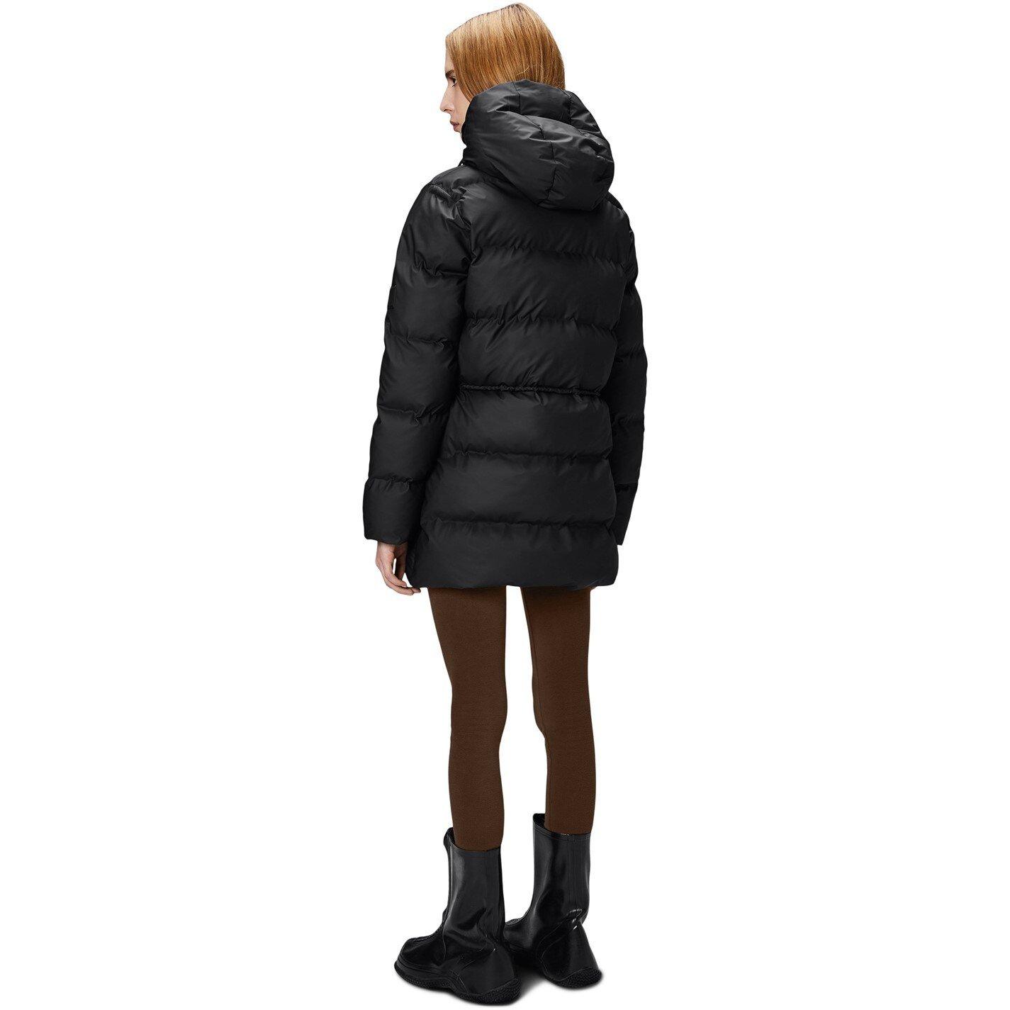 Black 01 - Rains - Women's Alta Long Puffer Jacket - 6