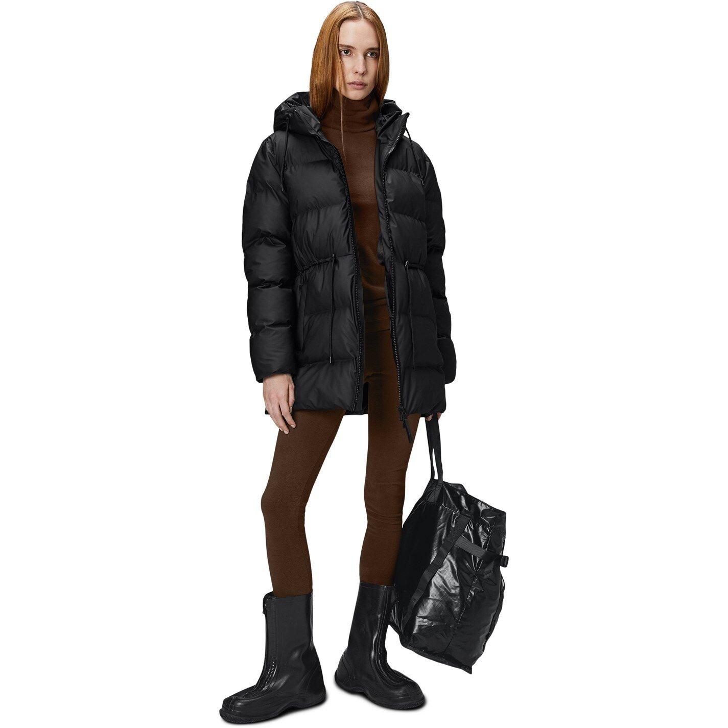 Black 01 - Rains - Women's Alta Long Puffer Jacket - 7