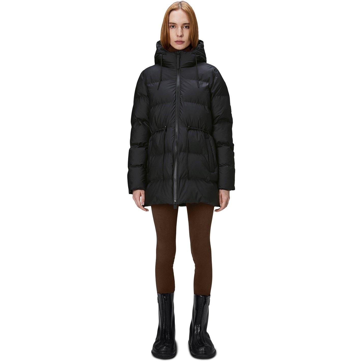 Rains Alta Water-Resistant Insulated Long Puffer Jacket - 01 Black - Medium
