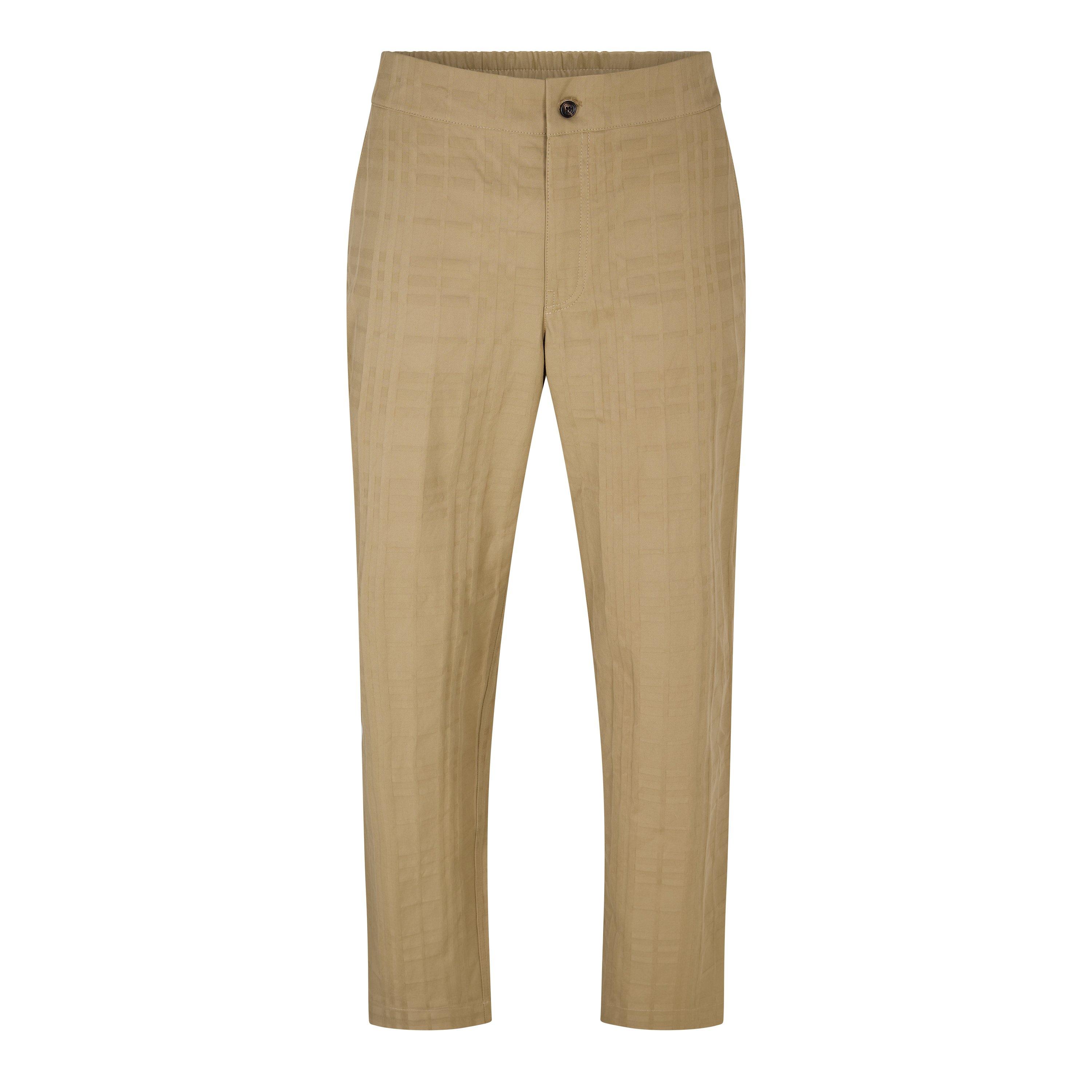 Burberry , Wide Trousers, Male, Beige, M, Textured Check Cotton Trousers - Image 2