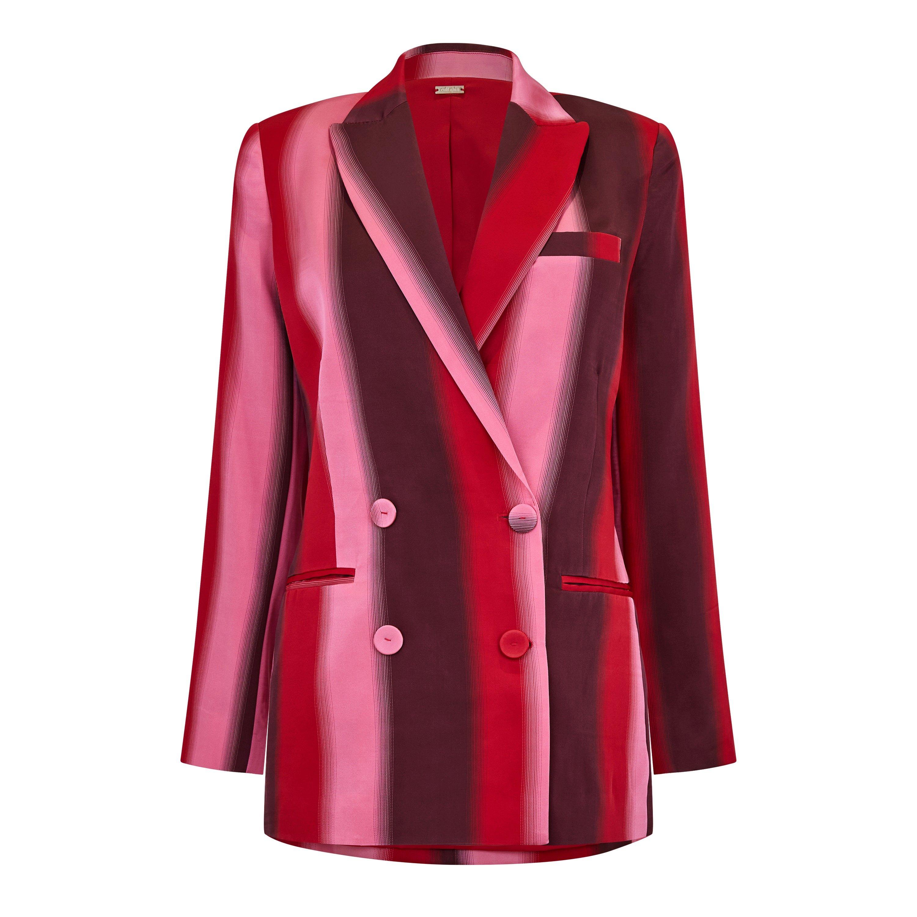 Lollipop Multi - Cult Gaia - Women's Rene Double-Breasted Striped Viscose Long Sleeve Slim Fit Blazer - 4