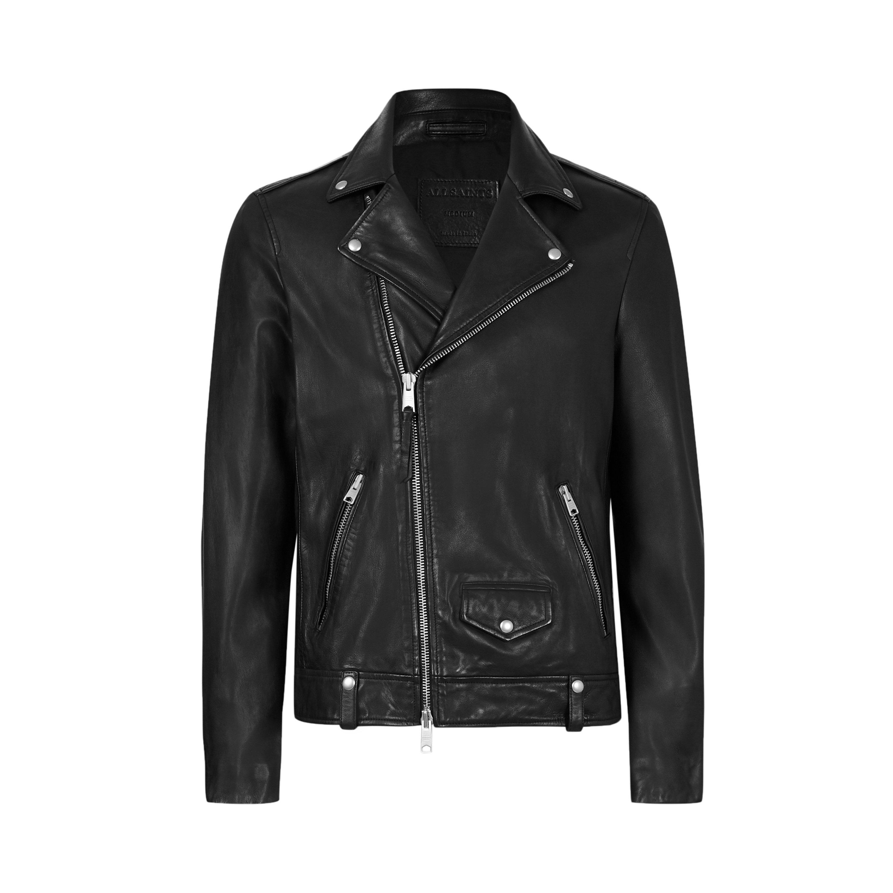 AllSaints Men's Milo Biker Long Sleeve Leather Jacket
