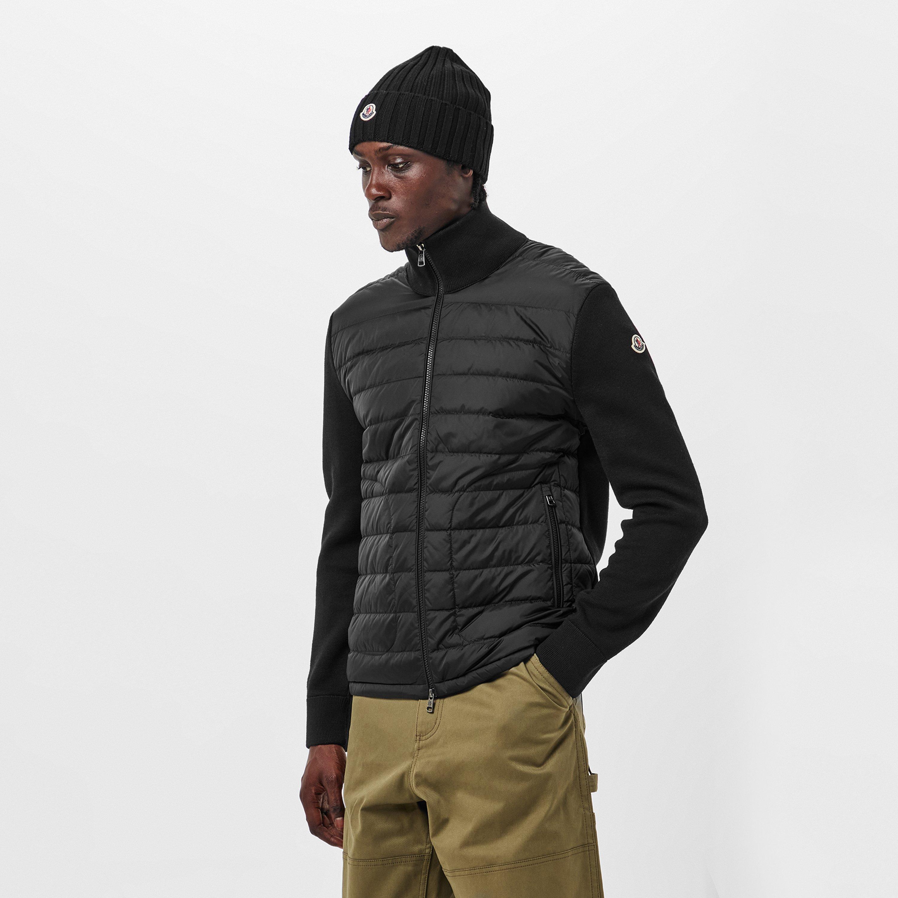 Black 999 - Moncler - Men's  Wool Long Sleeve Full Zip Hybrid Jacket - 3