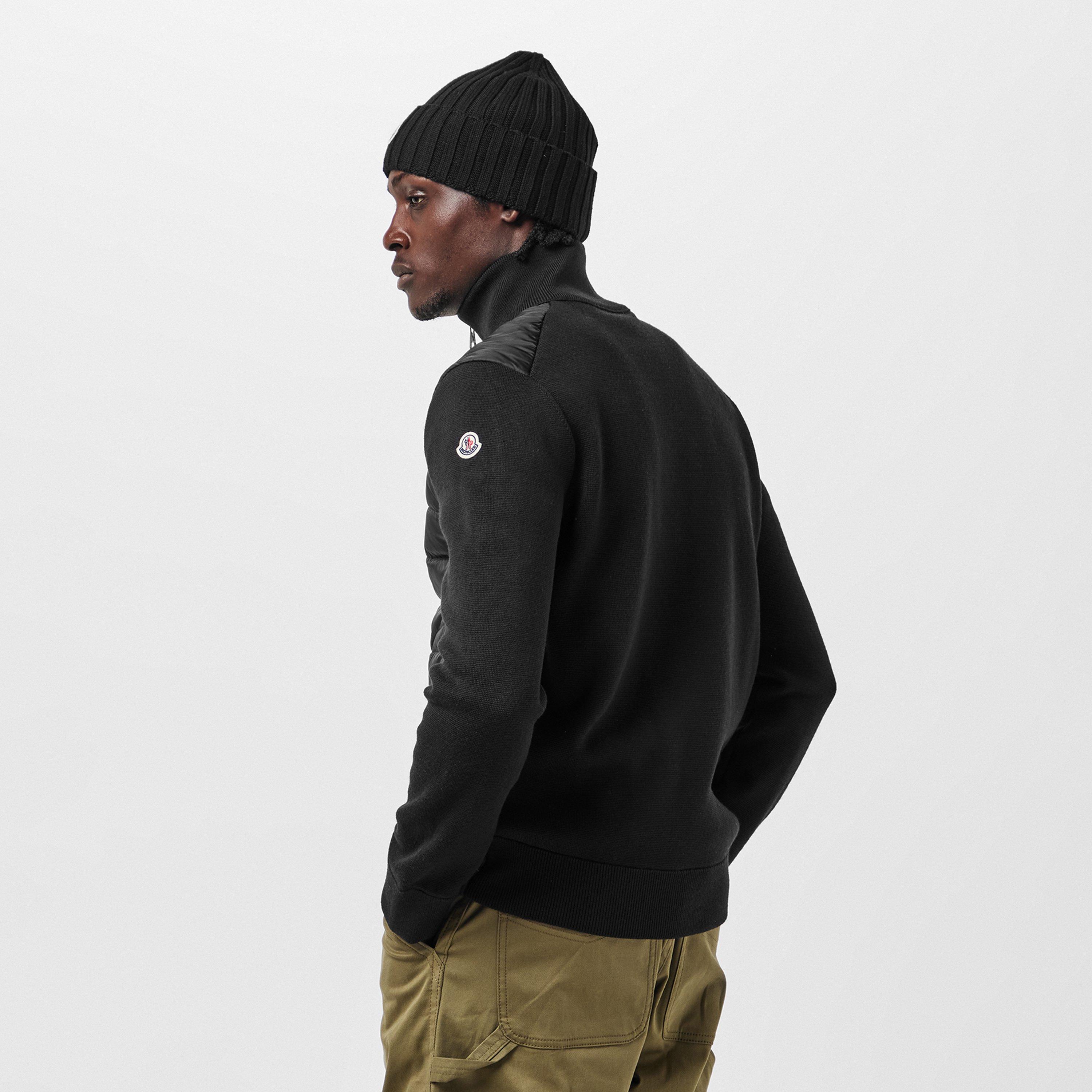 Black 999 - Moncler - Men's  Wool Long Sleeve Full Zip Hybrid Jacket - 4