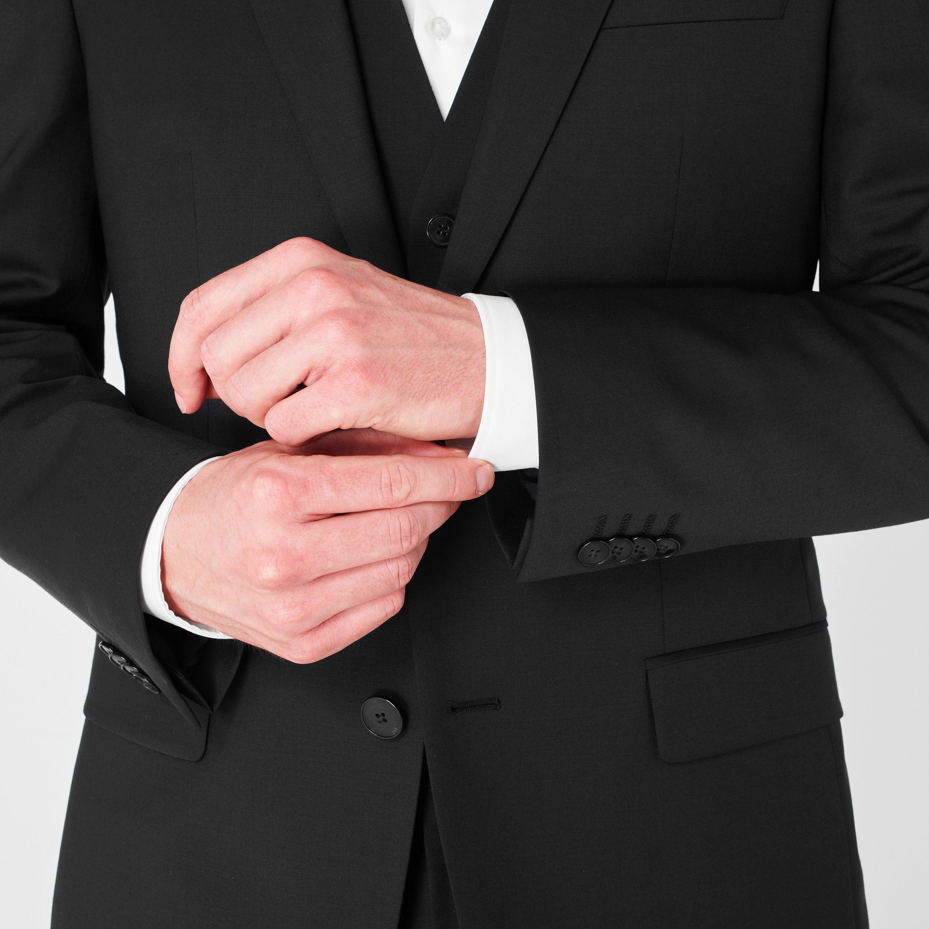 Black 001 - Hugo - Men's Henry Flex Single-Breasted Suit Jacket - 5