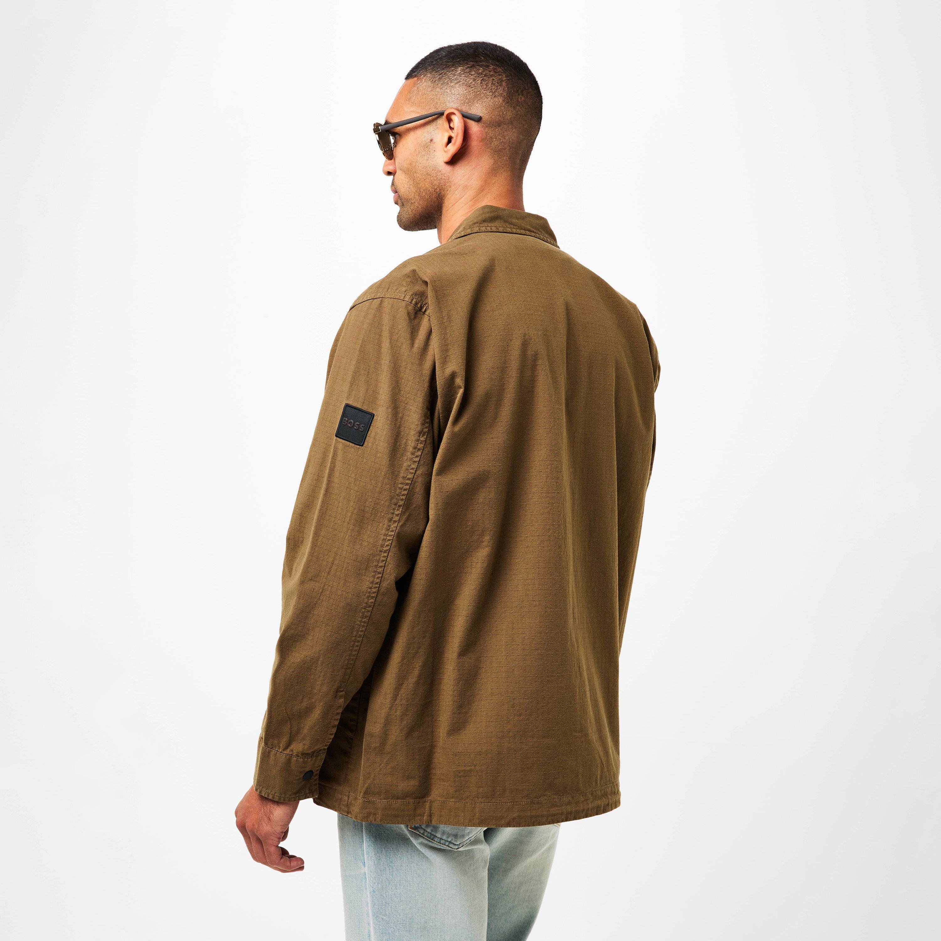 Open Green - Boss - Men's Labib Cotton Long Sleeve Water Resistant Overshirt - 4