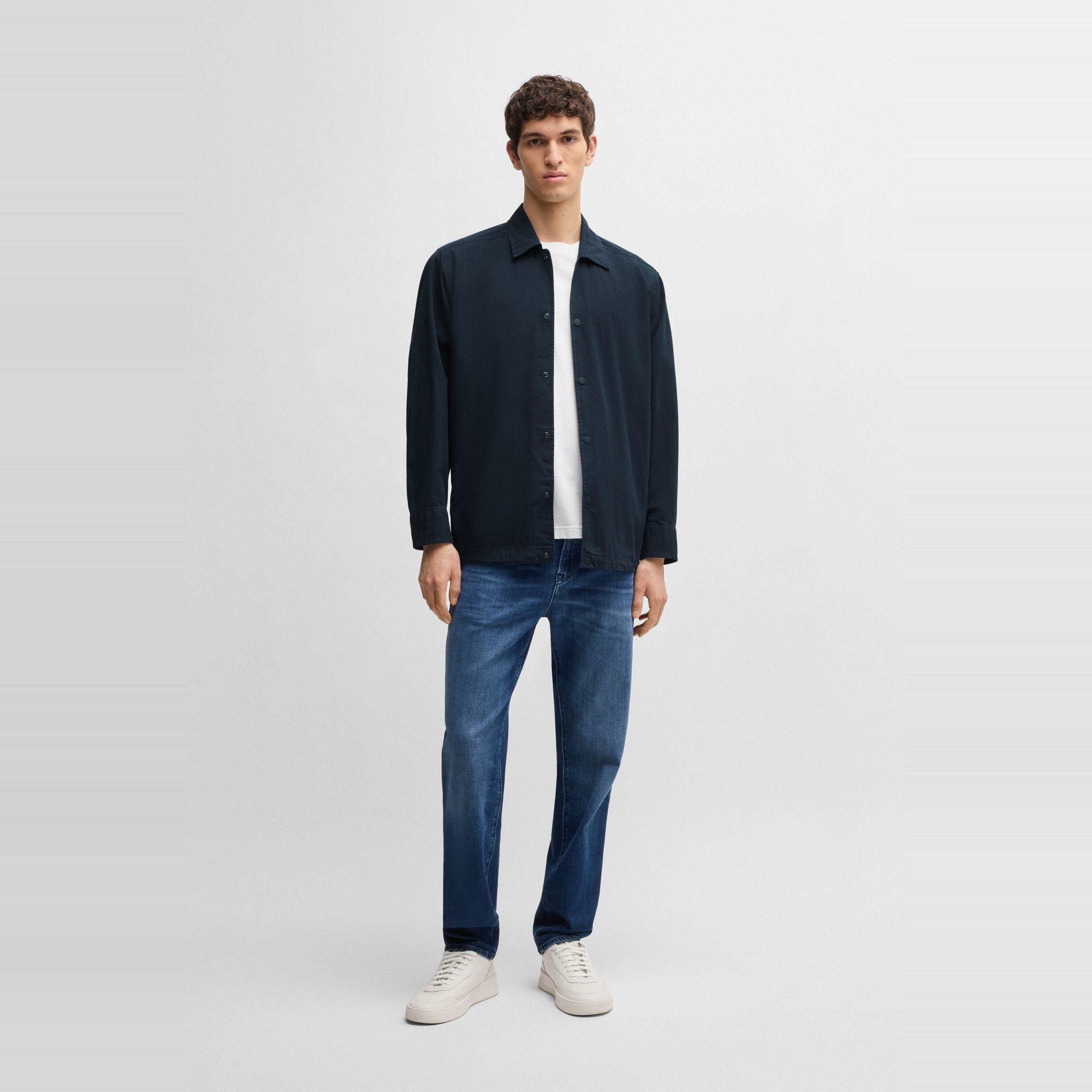 Dark Blue - Boss - Men's Labib Cotton Long Sleeve Water Resistant Overshirt - 6