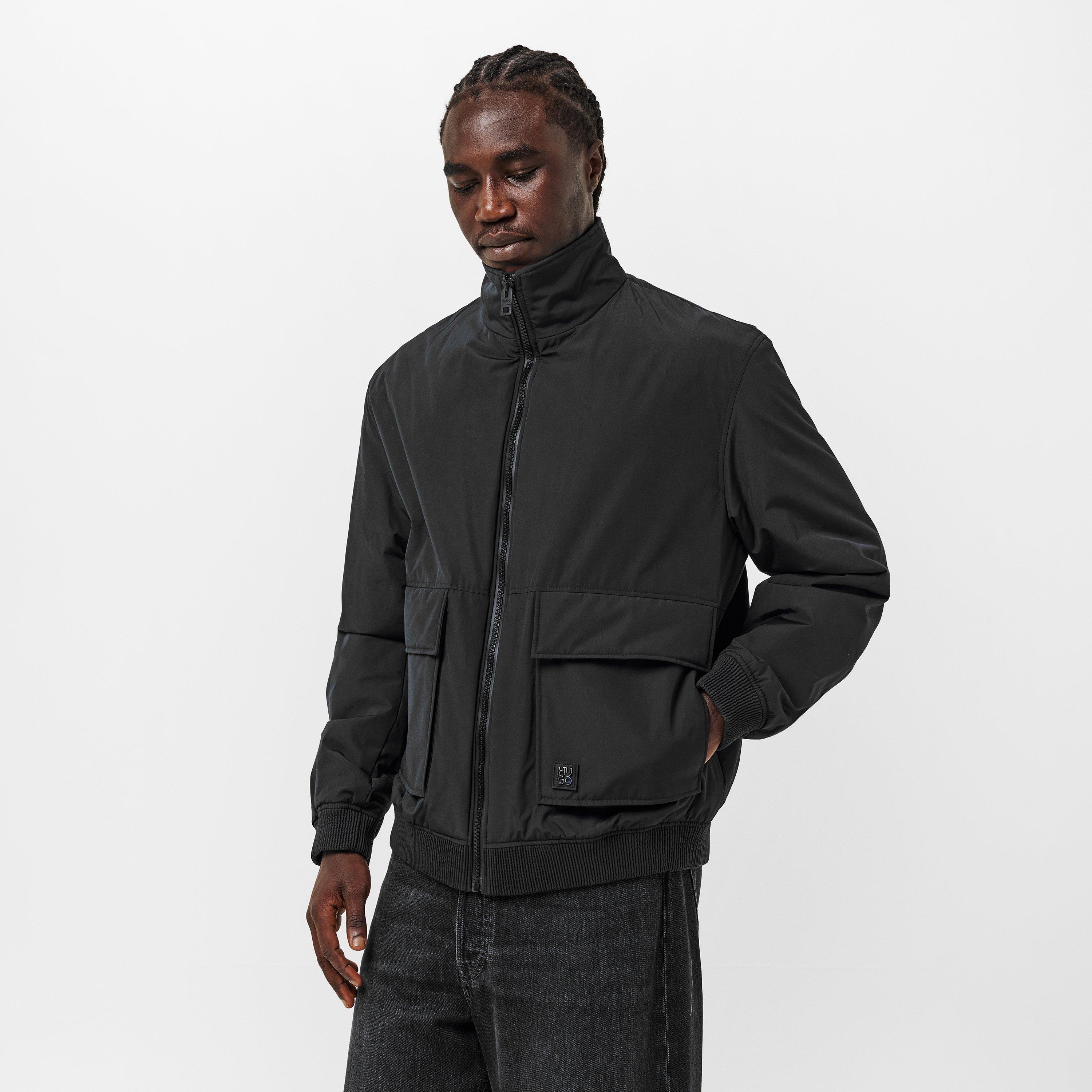 Black - Hugo - Men's HUGO Water Repellent Full Zip Bomber Jacket - 3