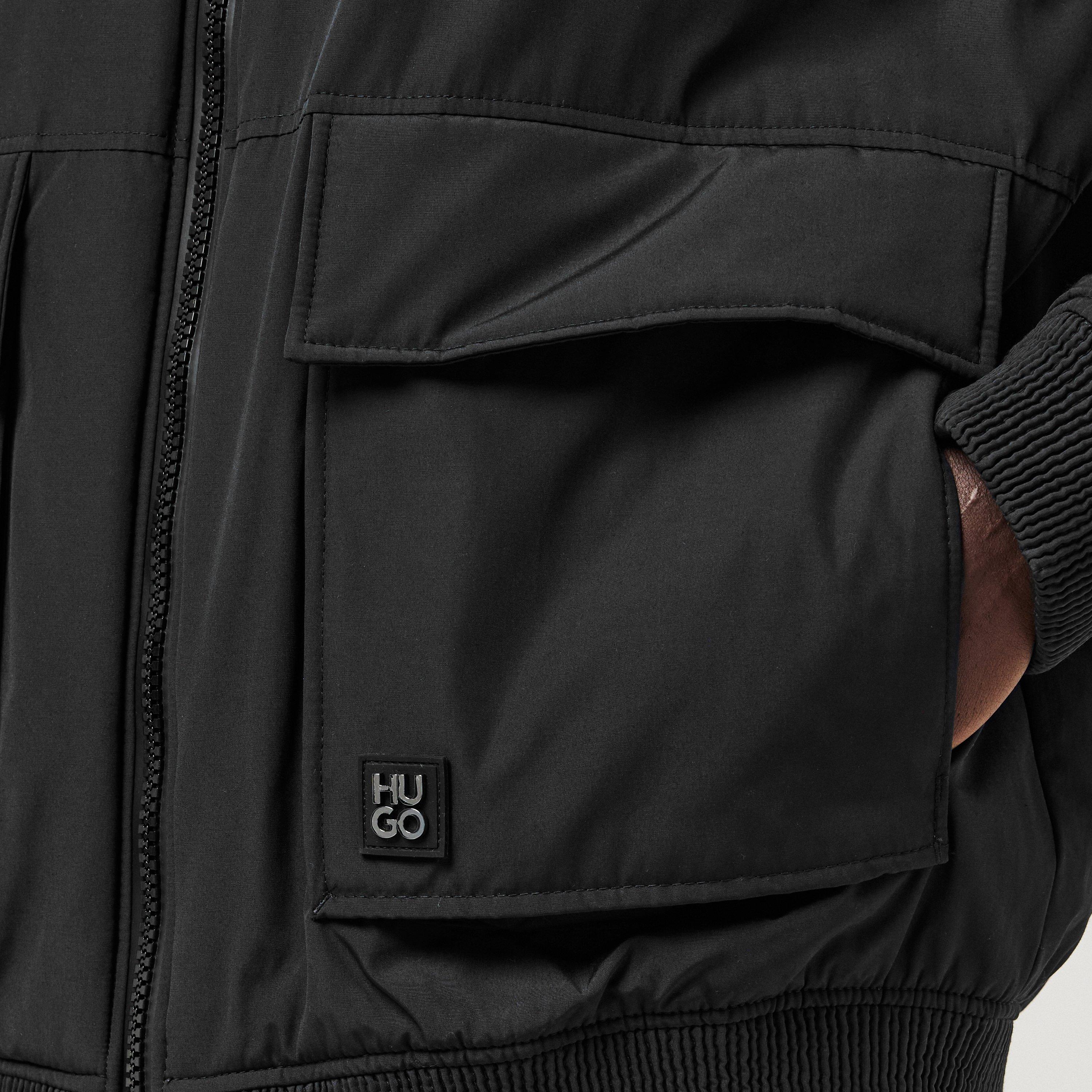 Black - Hugo - Men's HUGO Water Repellent Full Zip Bomber Jacket - 5