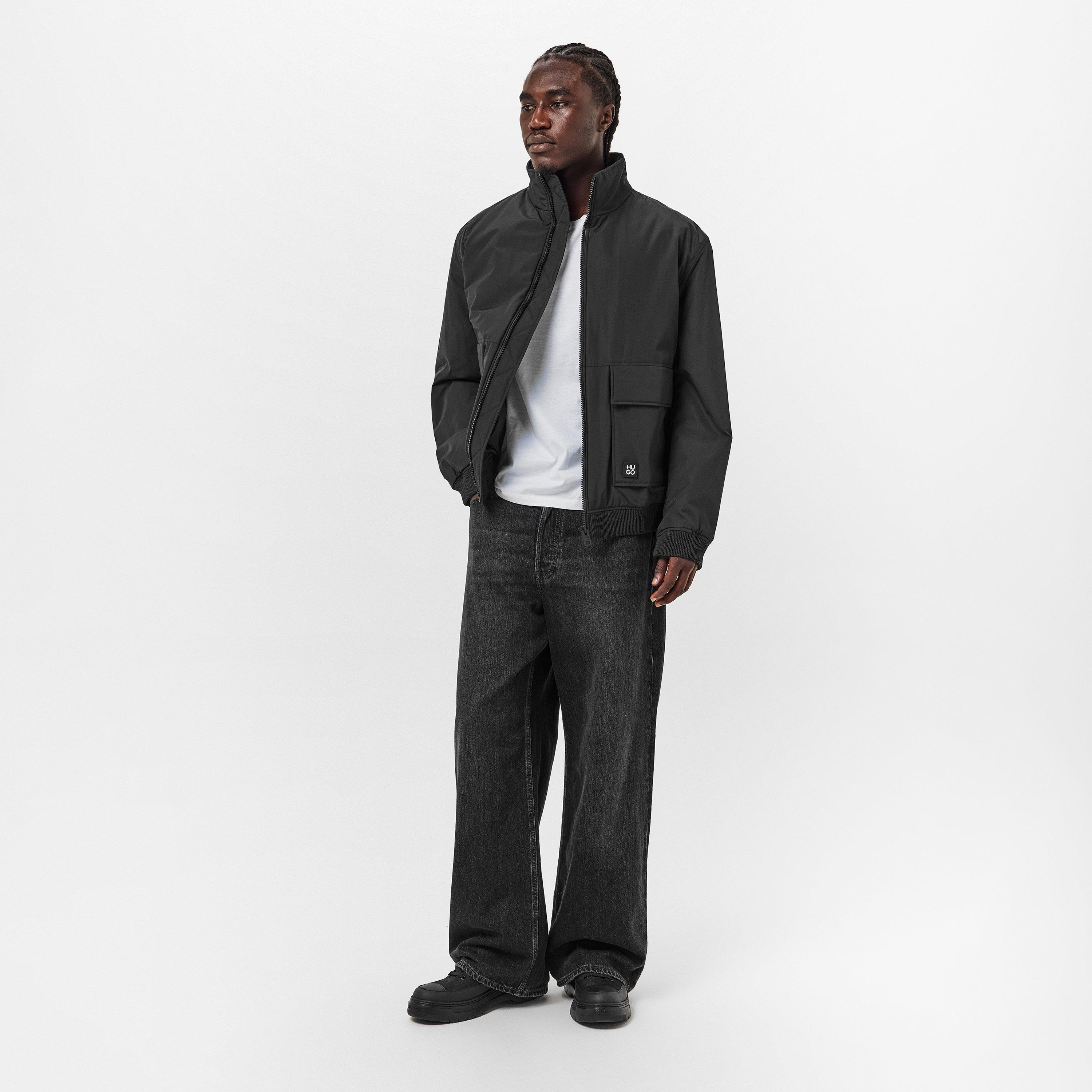 Black - Hugo - Men's HUGO Water Repellent Full Zip Bomber Jacket - 6