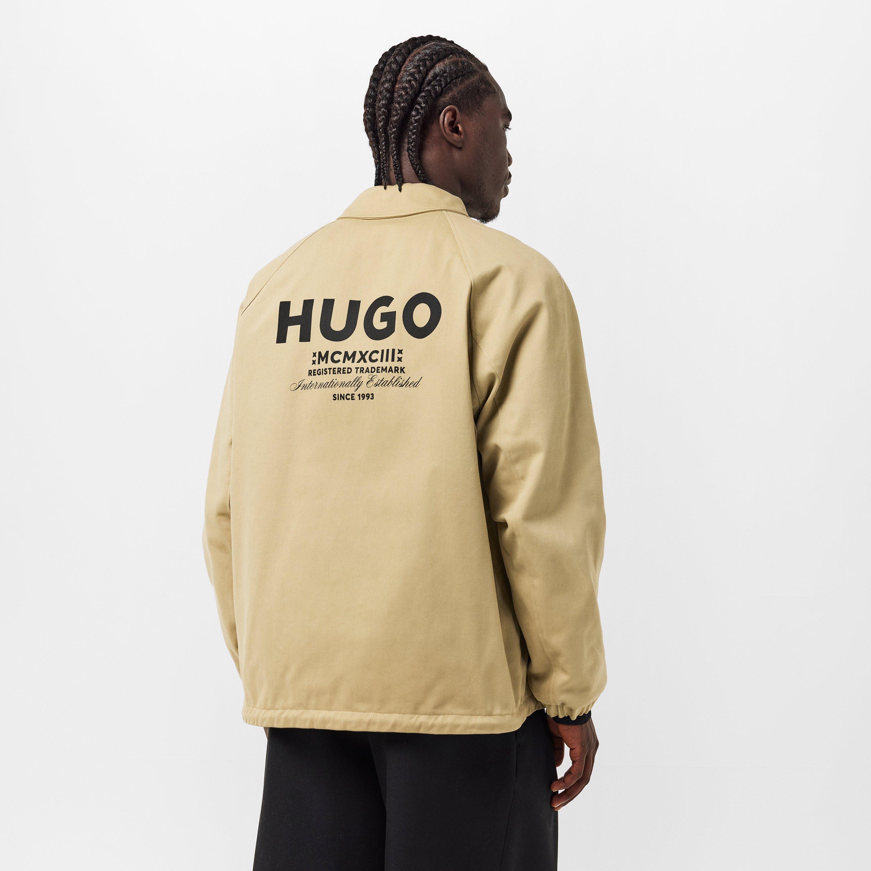 Medium Beige - Hugo - Men's Bujo Water-Repellent Cotton Long Sleeve Slim Fit Overshirt - 4