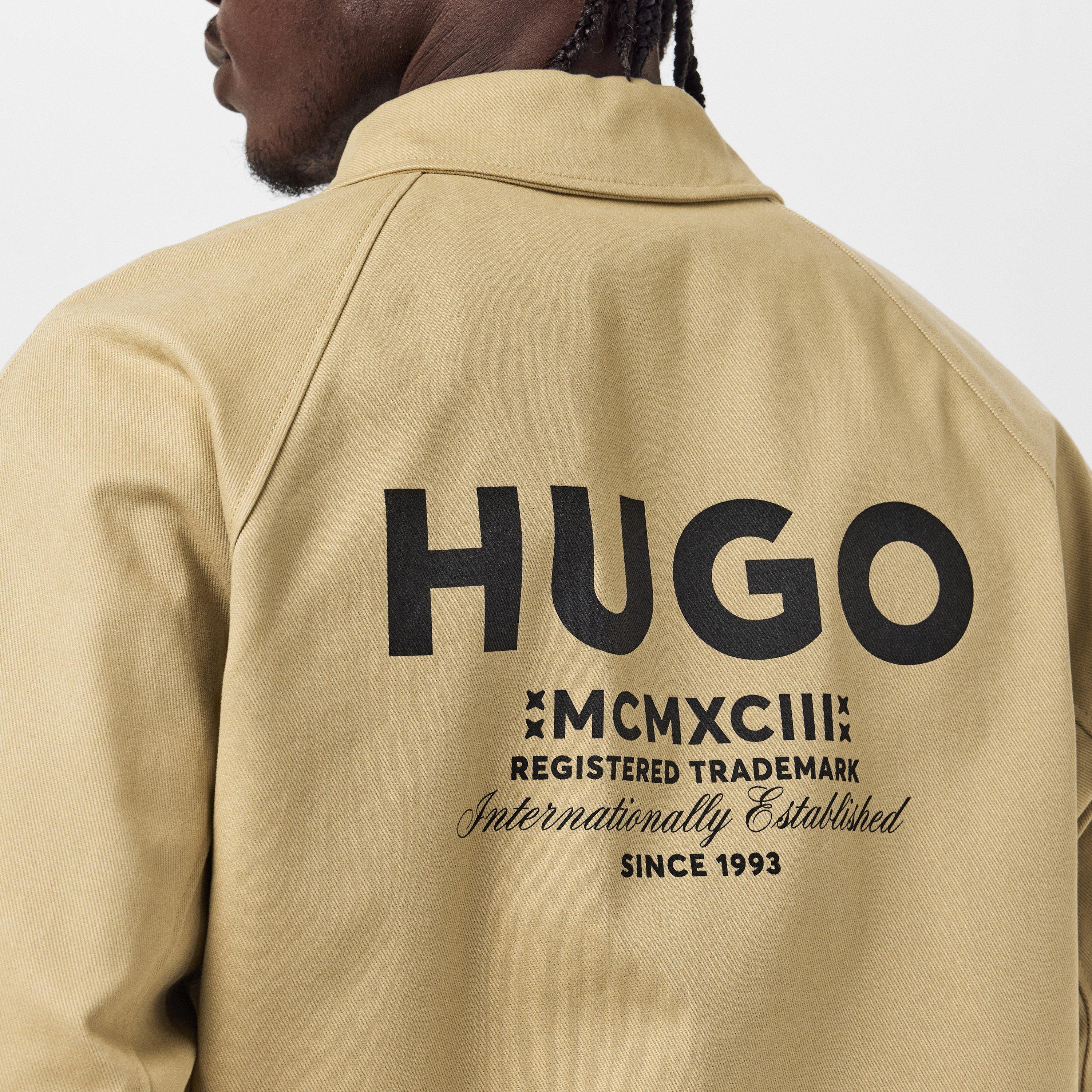 Medium Beige - Hugo - Men's Bujo Water-Repellent Cotton Long Sleeve Slim Fit Overshirt - 5