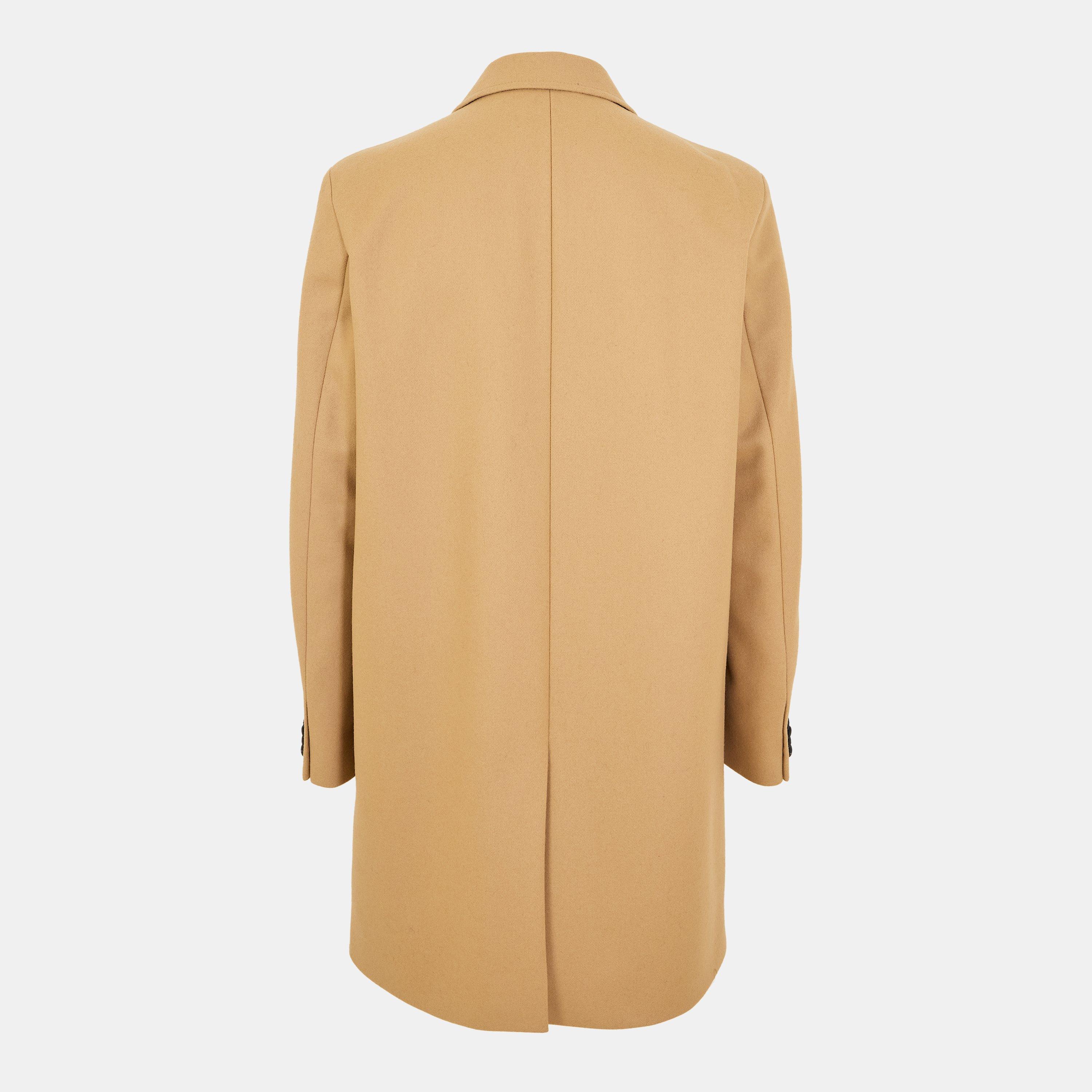 Medium Beige - Hugo - Men's Malte Wool Long Sleeve Thigh Length Trench Coat - 2