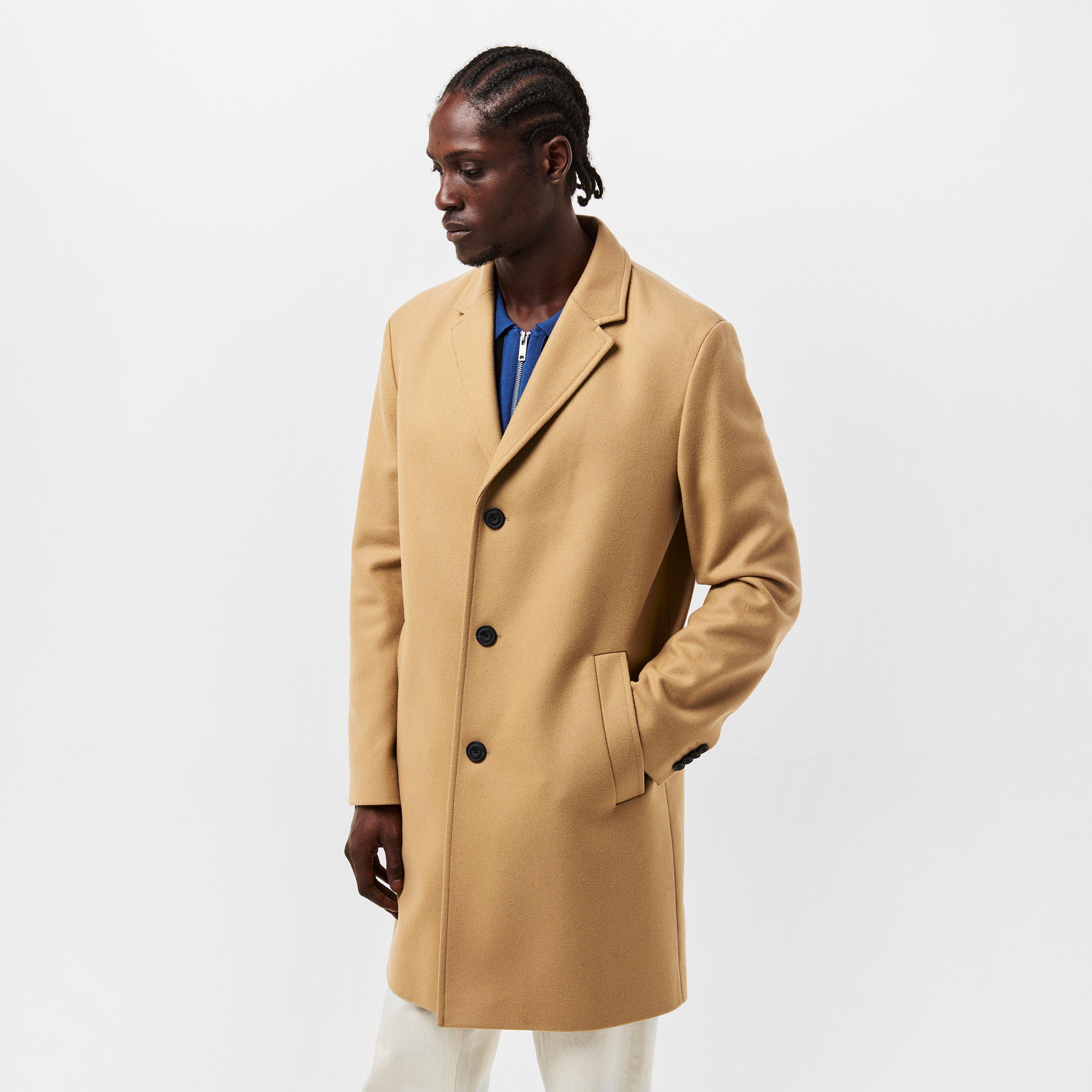 Medium Beige - Hugo - Men's Malte Wool Long Sleeve Thigh Length Trench Coat - 3