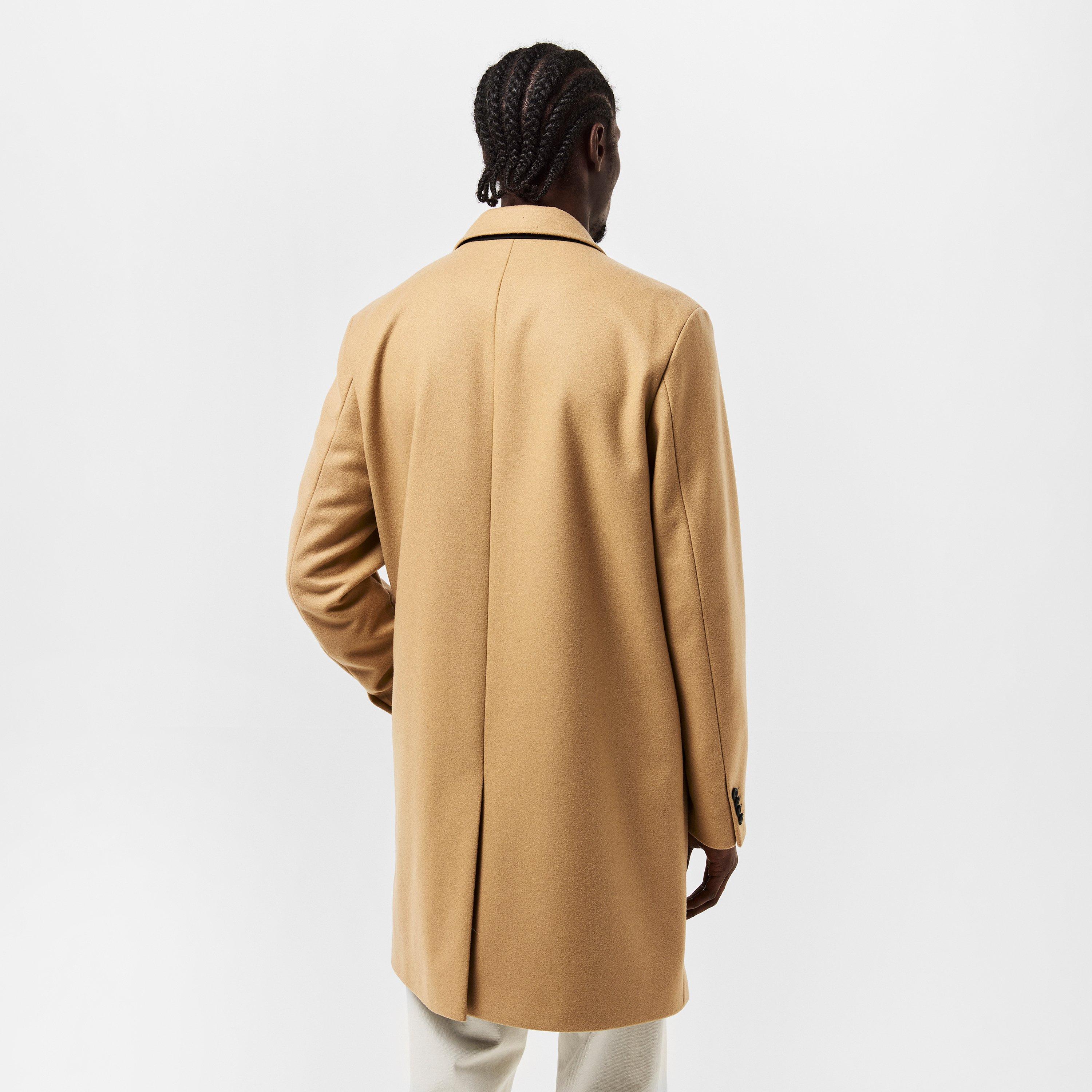 Medium Beige - Hugo - Men's Malte Wool Long Sleeve Thigh Length Trench Coat - 4