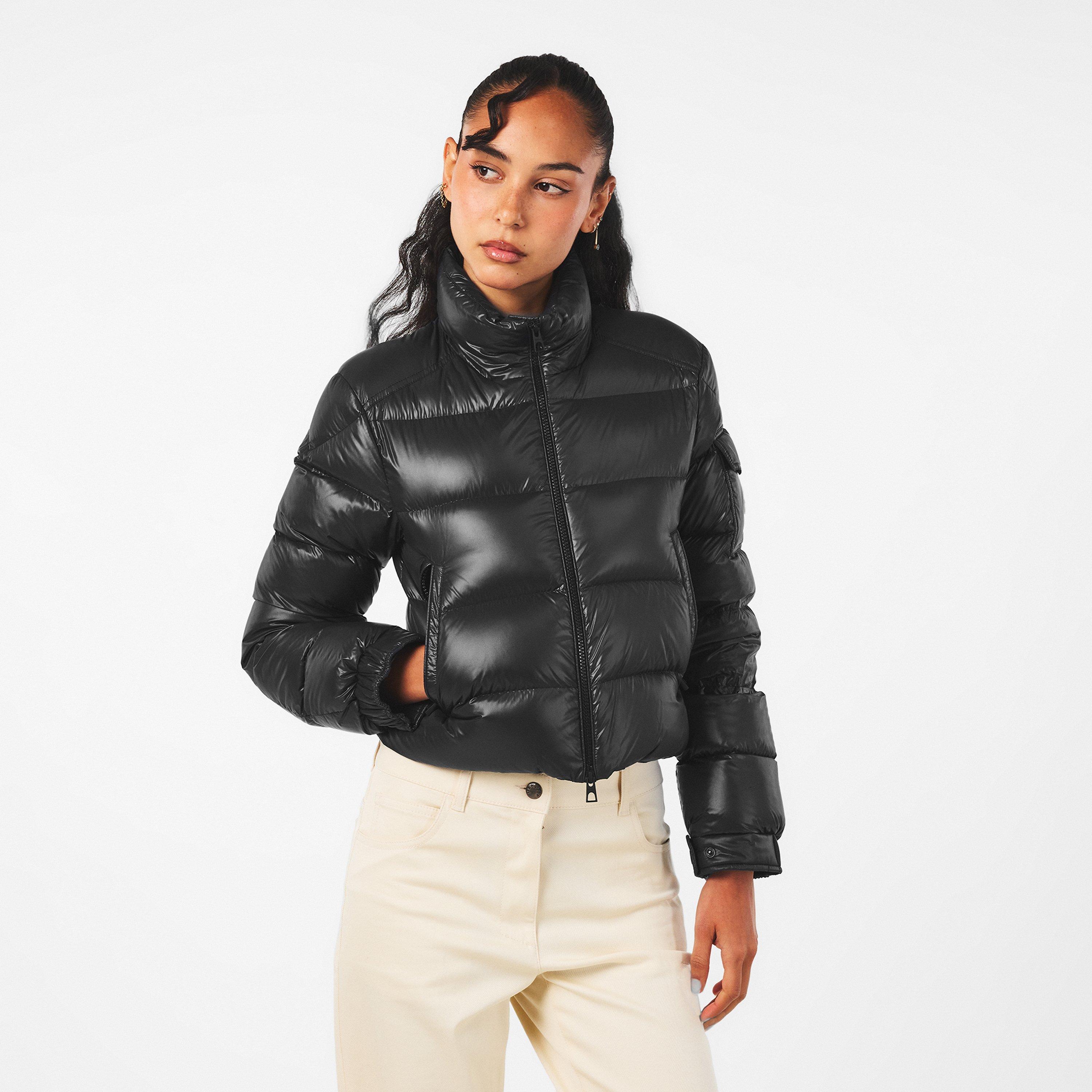 Black 999 - Moncler - Women's Petra Water-Repellent Long Sleeve Slim Fit Short Puffer Jacket - 3