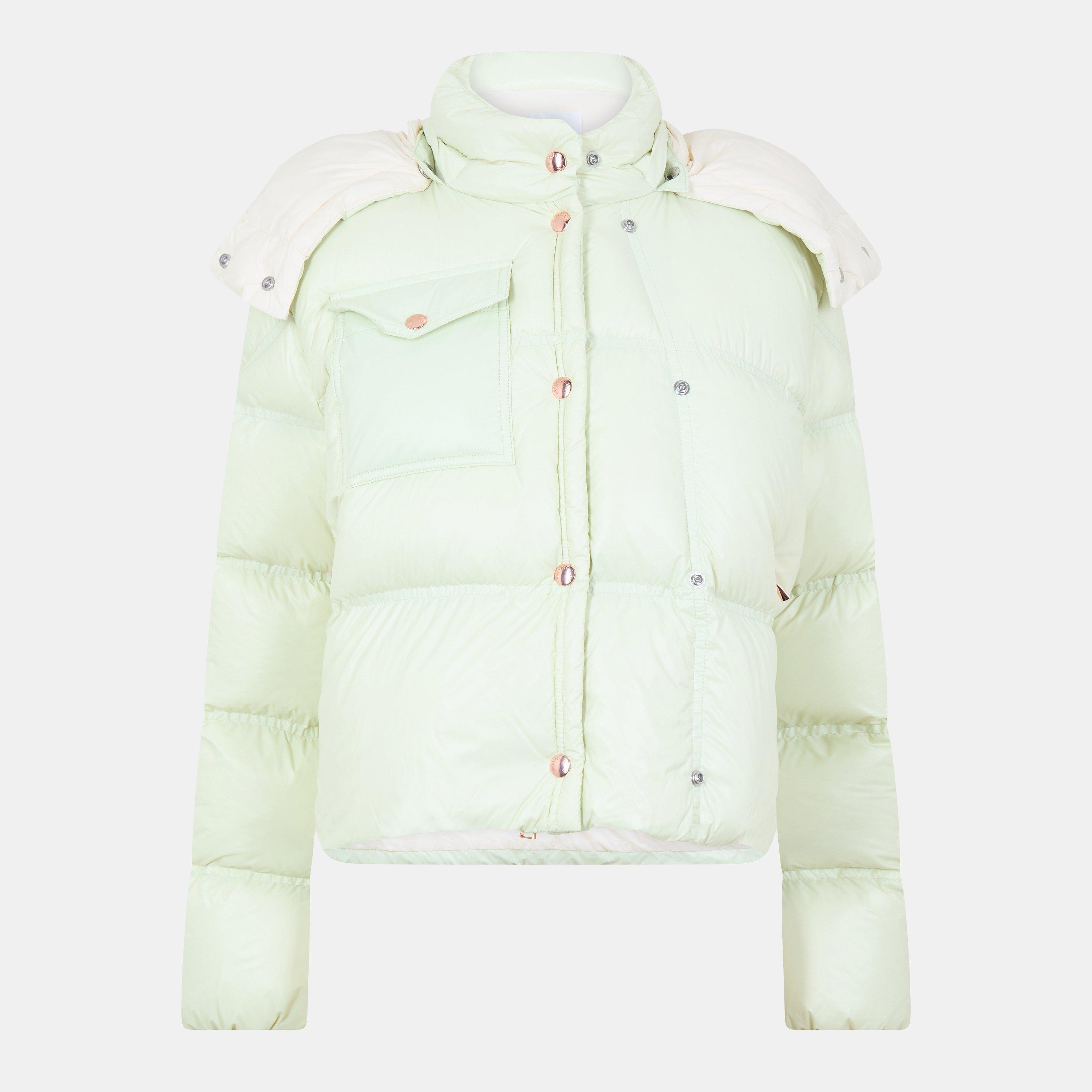 Moncler Women's Erea Square Quilted Down Water Repellent Short Puffer Jacket - Cream 076 - Size 14 (L)