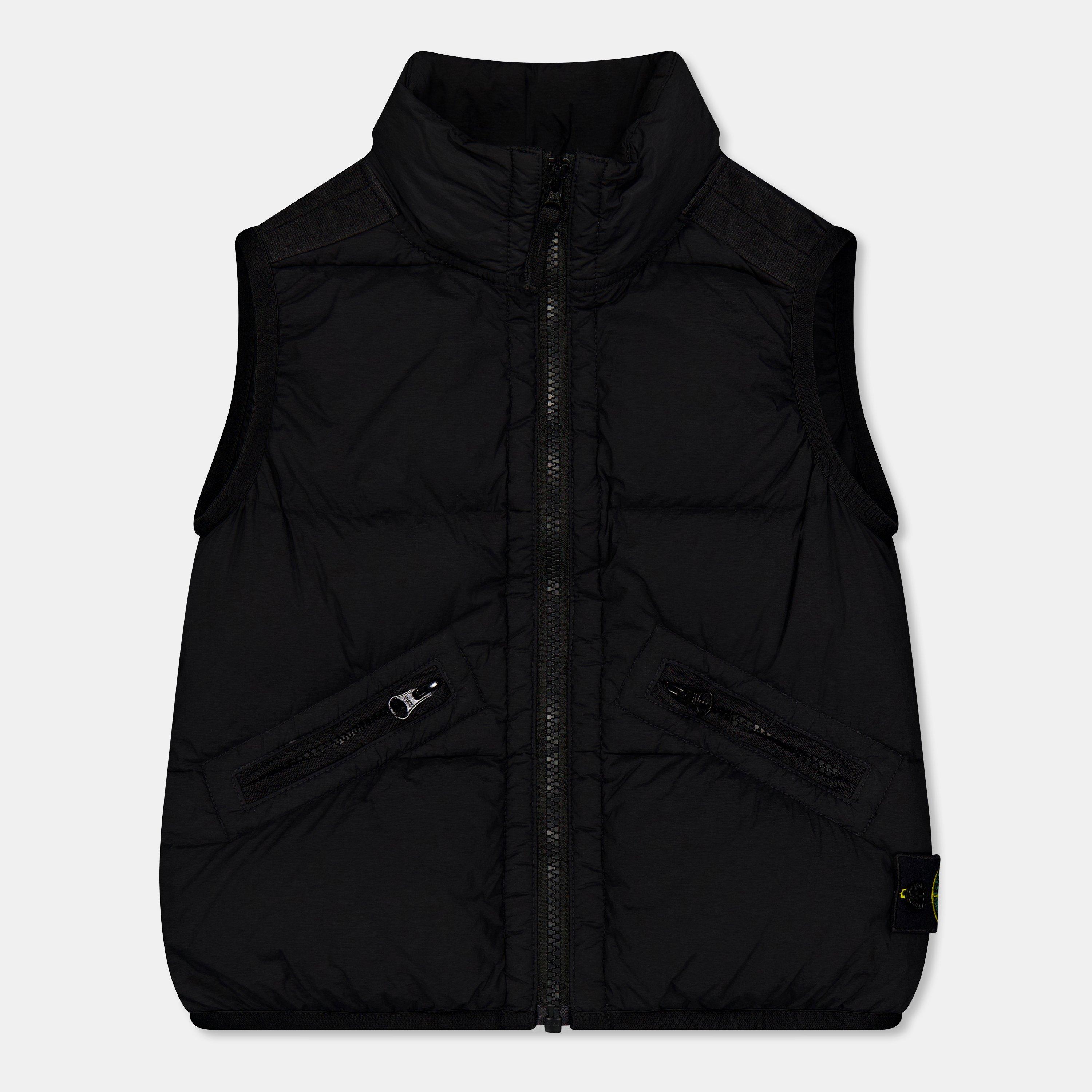 Black V0029 - Stone Island - Kids' Compass Badge Quilted Sleeveless Gilet - 1