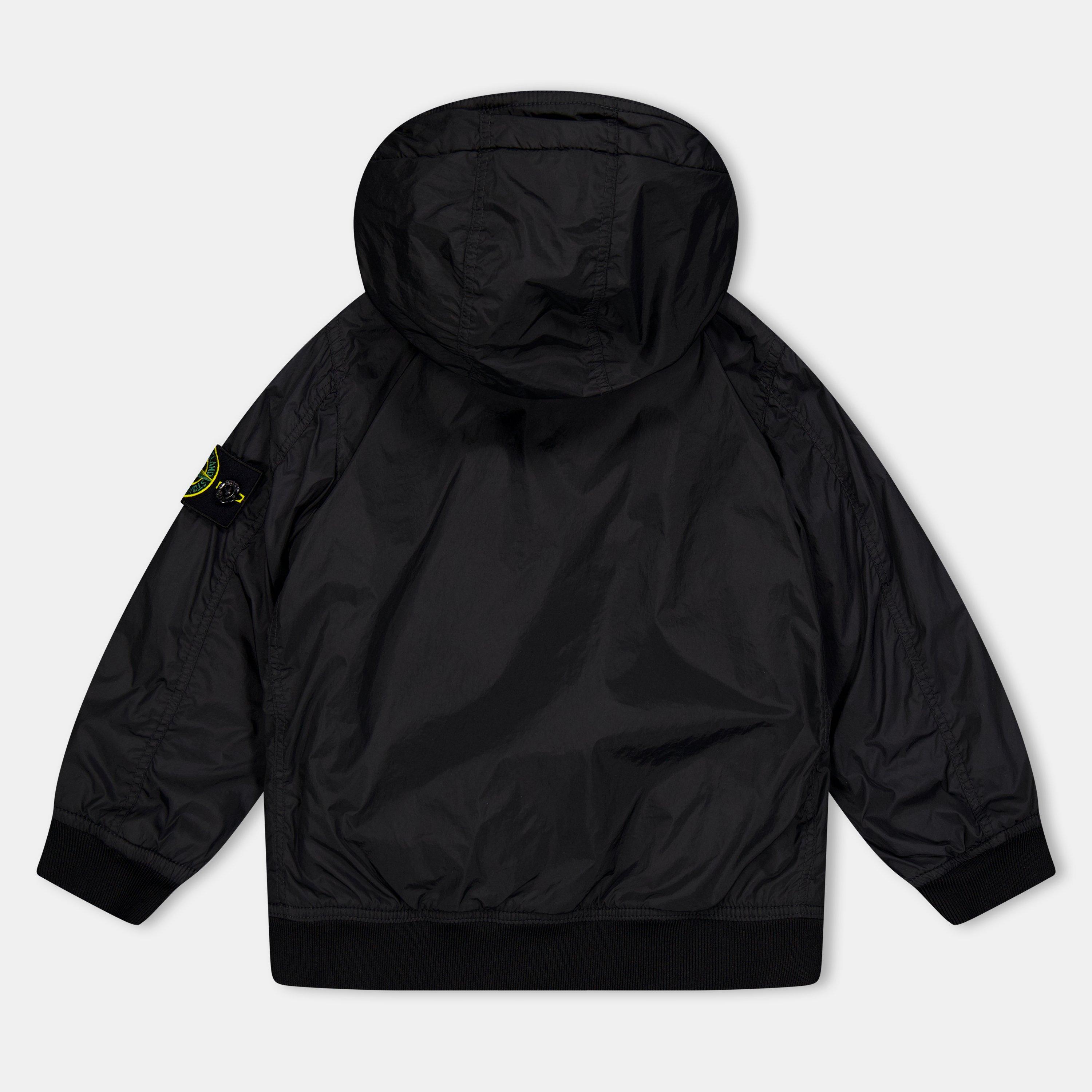 Black V0029 - Stone Island - Kids' Compass-Badge Water-Resistant Long Sleeve Short Puffer Jacket - 2