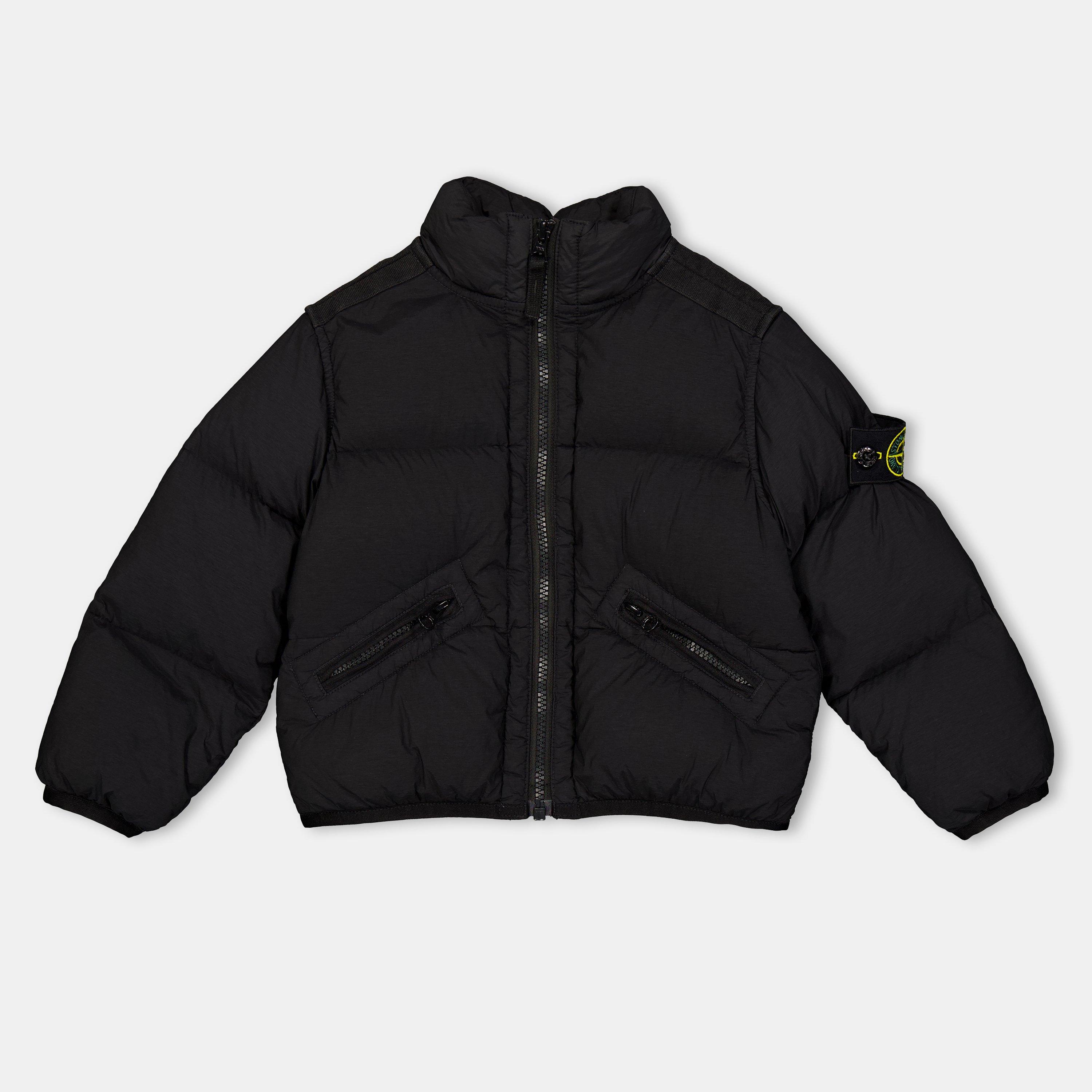 Black V0029 - Stone Island - Kids' Long Sleeve Short Puffer Jacket - 1