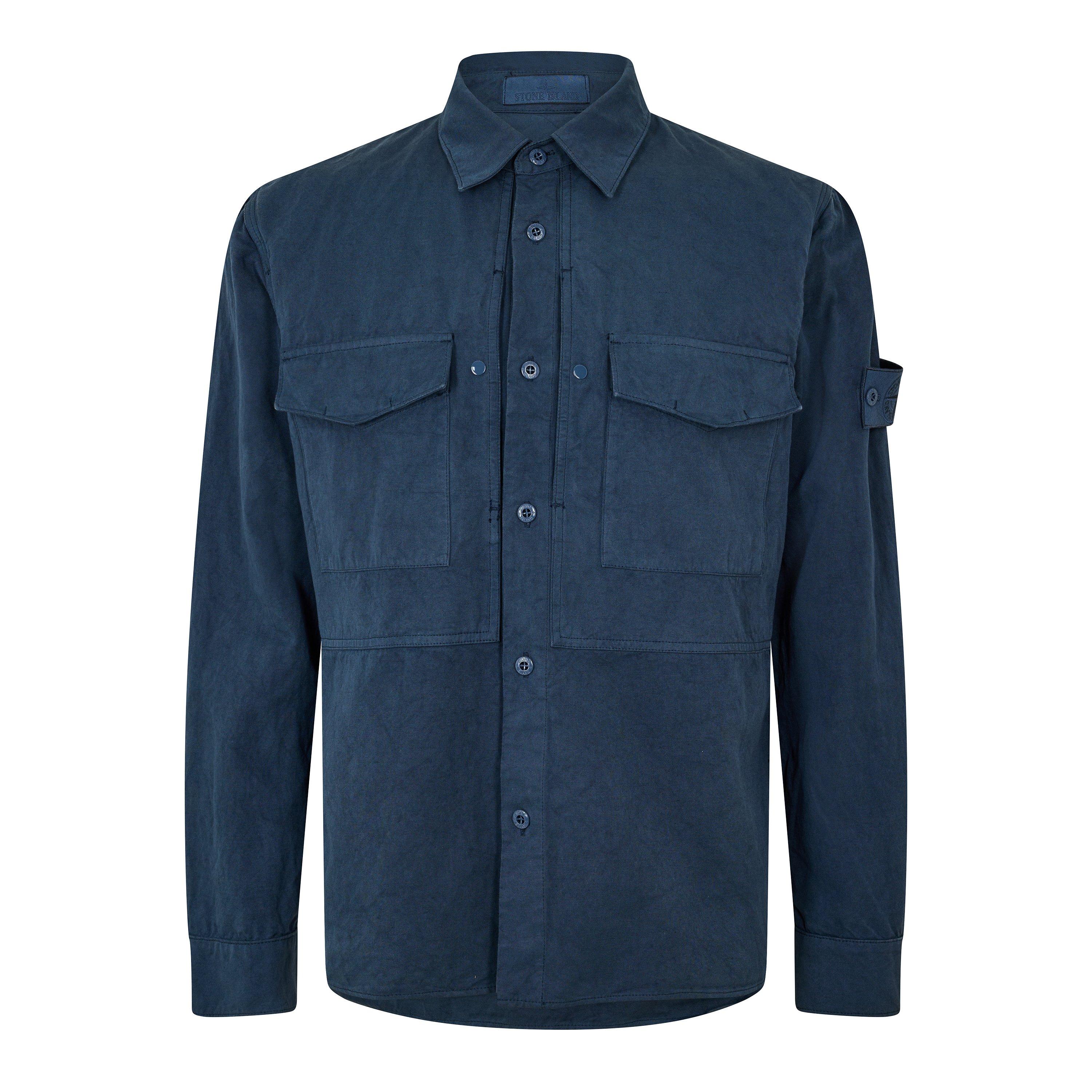 Stone Island Ghost Mens Ghost Canvas Overshirt - Slate Blu V002E - L