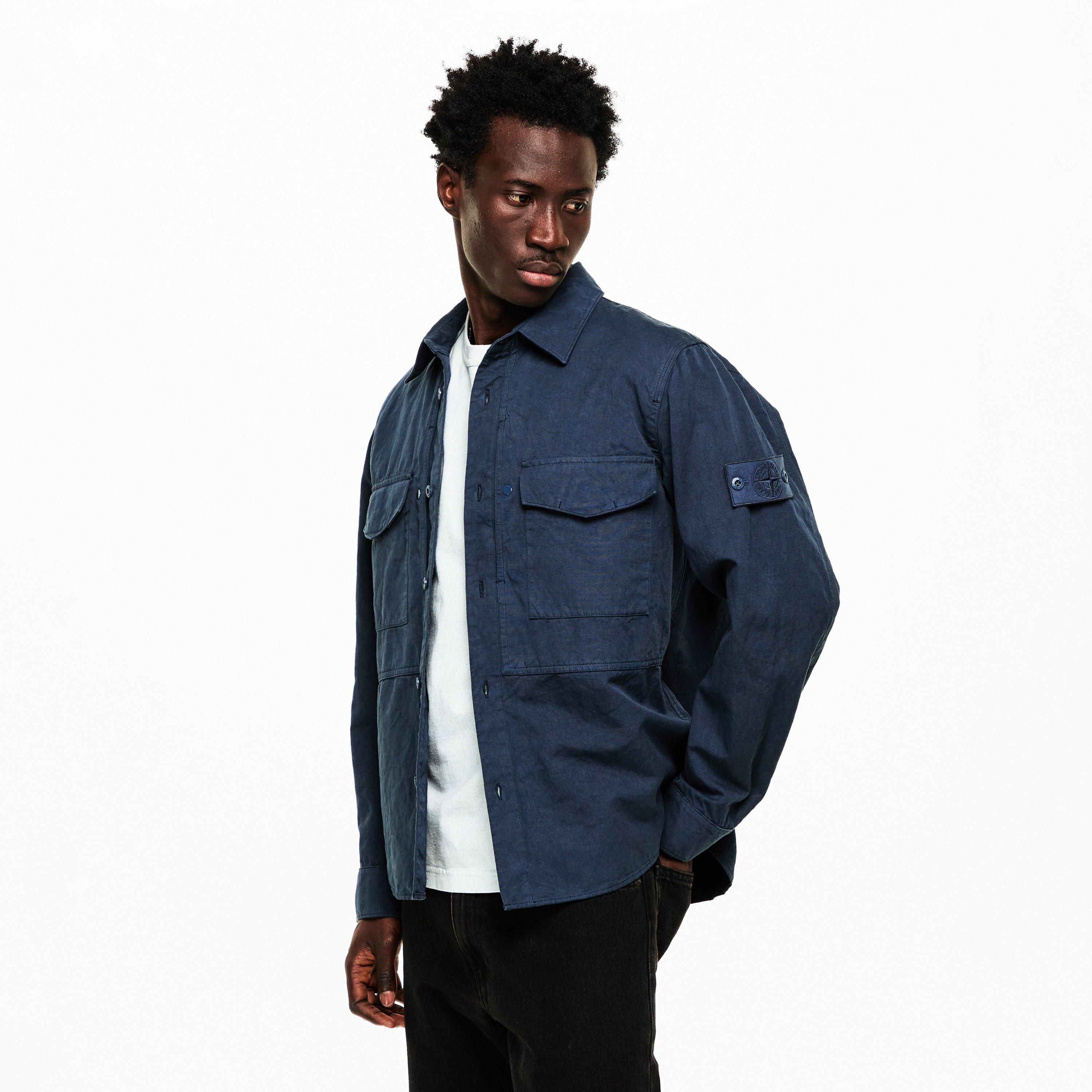 Slate Blu V002E - Stone Island - Mens Ghost Canvas Overshirt - 3