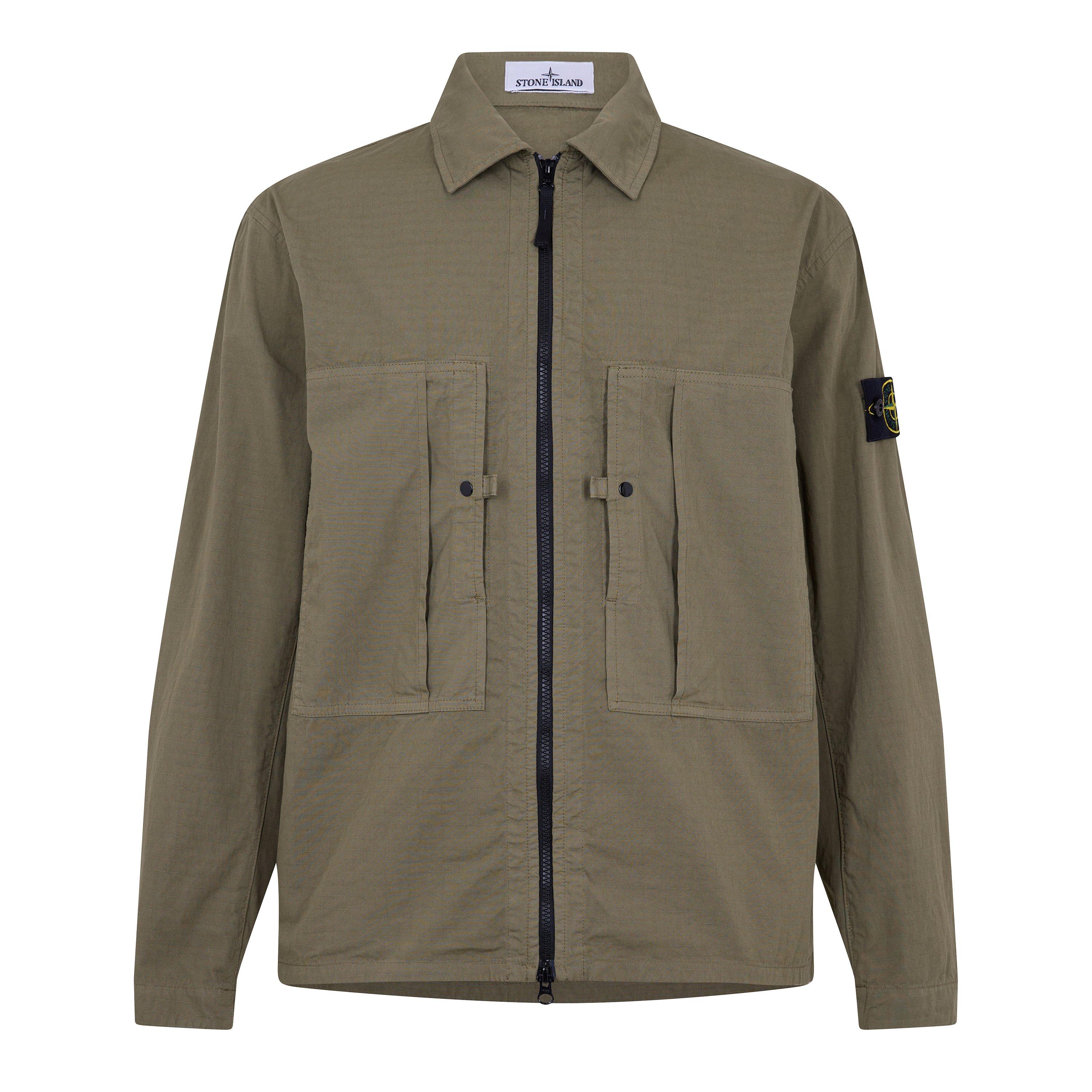 Mil Green V005G - Stone Island - Mens Ripstop Overshirt - 1