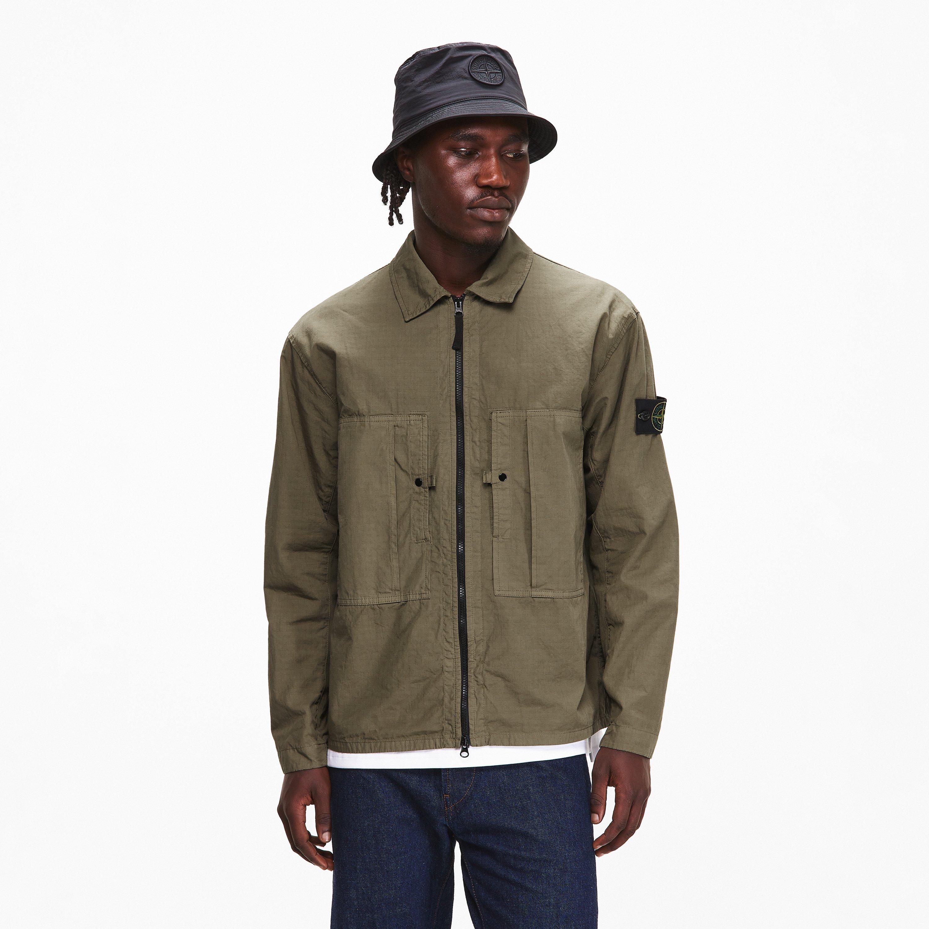 Mil Green V005G - Stone Island - Mens Ripstop Overshirt - 3