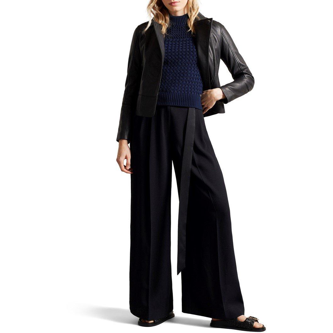 Black - Ted Baker - Women's Lizia Leather Structured Fit Biker Jacket - 1