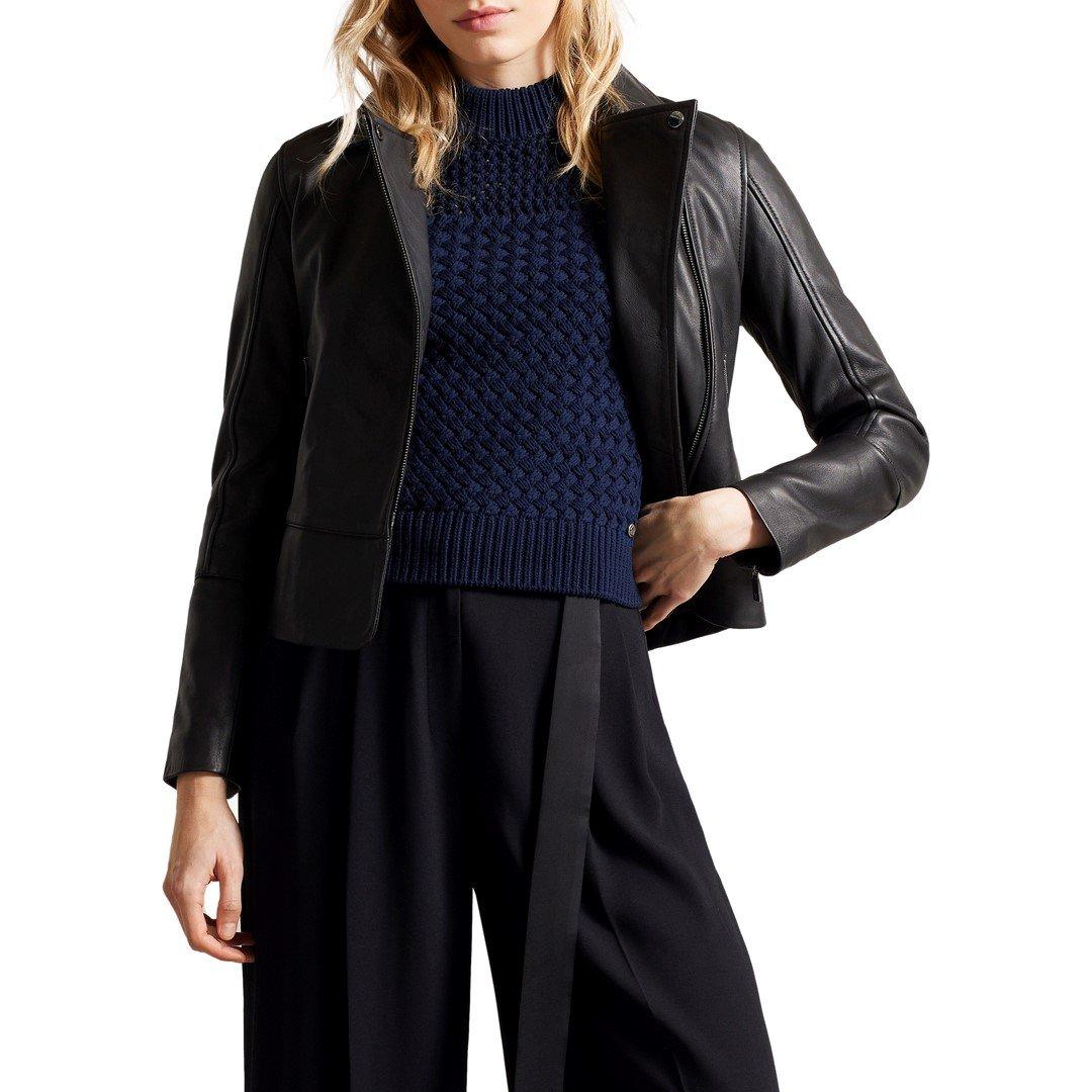 Negro - Ted Baker - Women's Lizia Biker Leather Jacket - 2