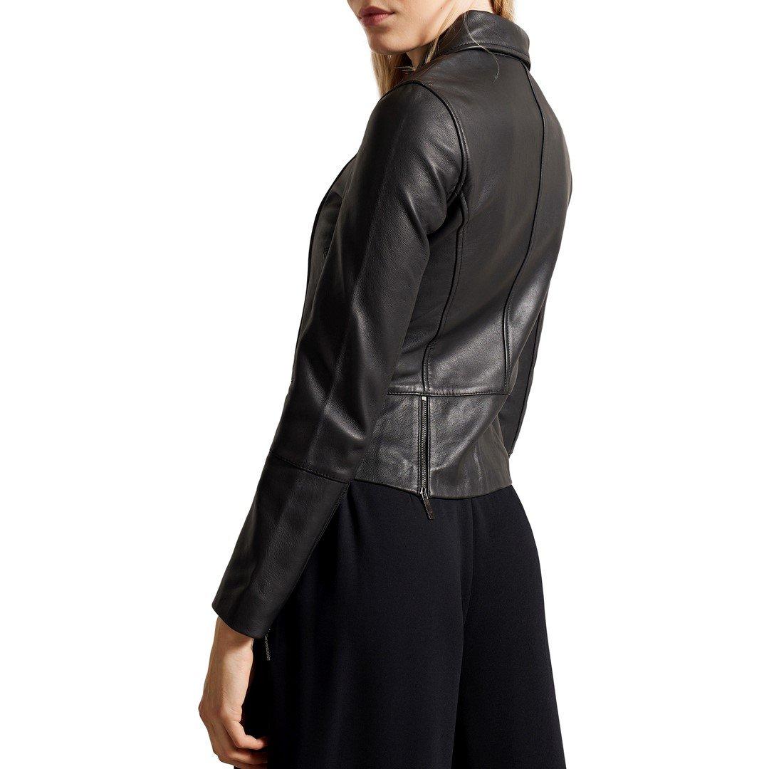 Negro - Ted Baker - Women's Lizia Biker Leather Jacket - 3