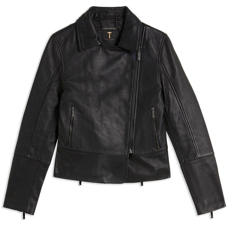 Negro - Ted Baker - Women's Lizia Biker Leather Jacket - 4