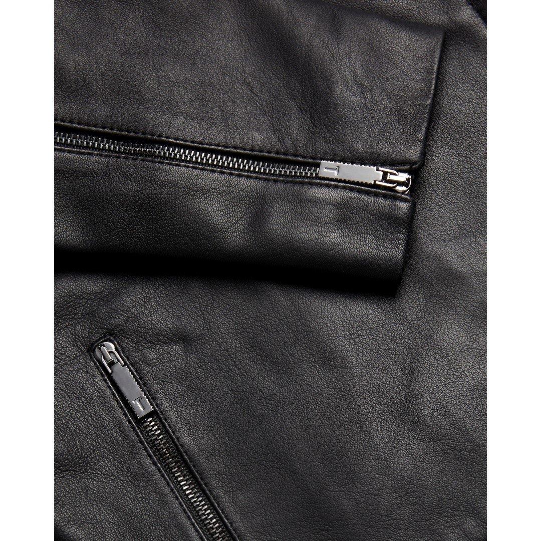 Negro - Ted Baker - Women's Lizia Biker Leather Jacket - 6