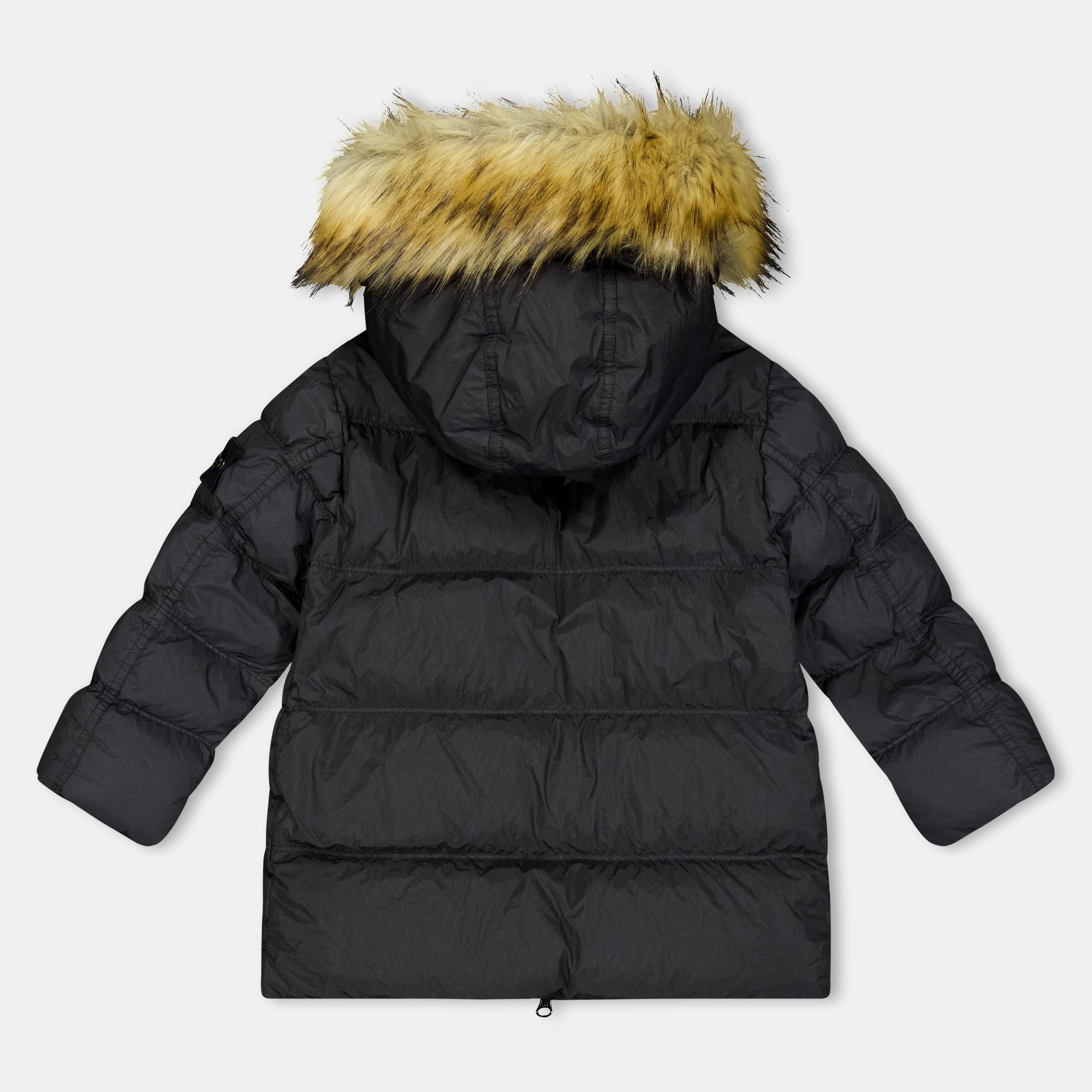 Black V0029 - Stone Island - Kids' Crinkle Fur Water-Resistant Short Puffer Jacket - 2