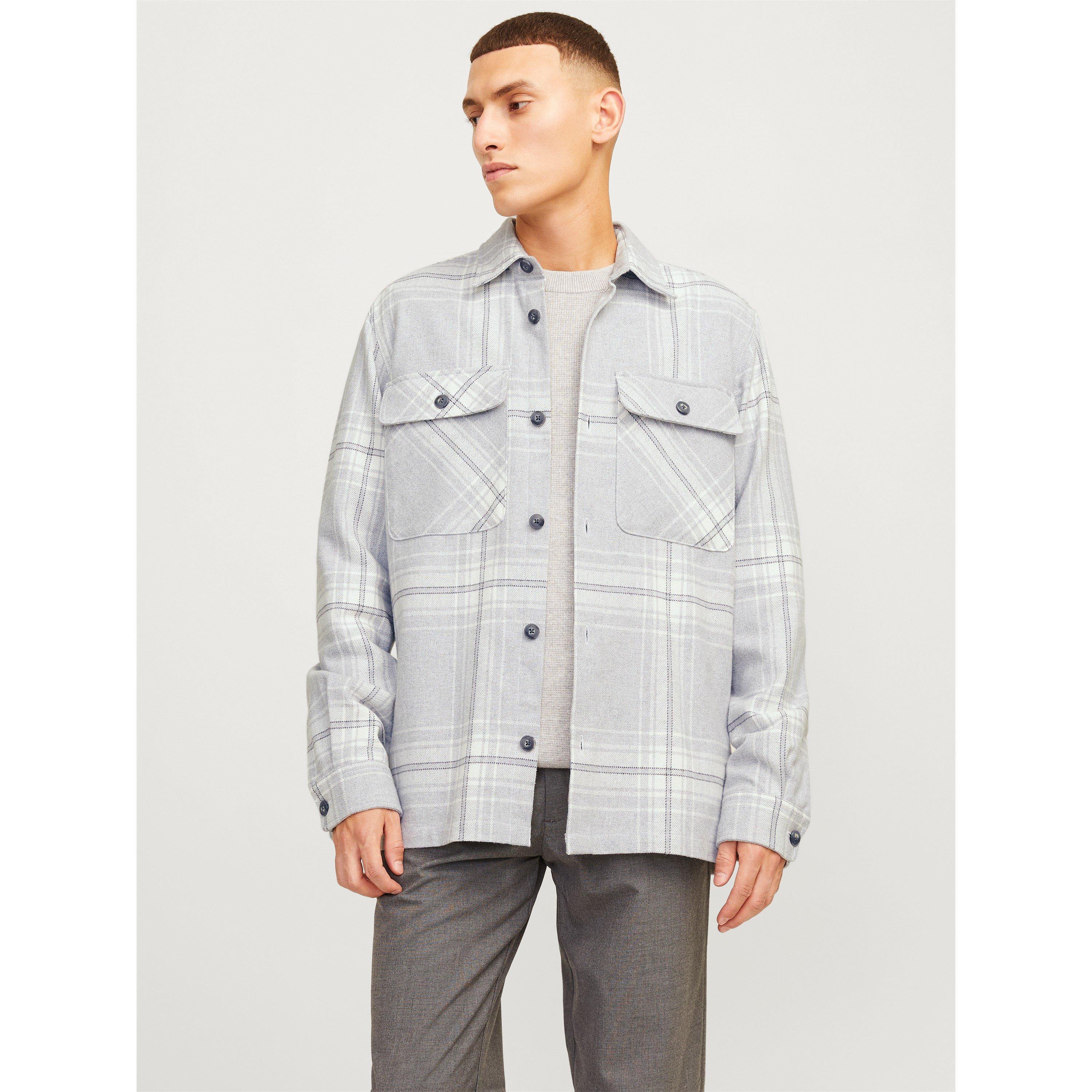 Jack And Jones Men's Raymond Long Sleeve Overshirt - Grey Melange - 2XL