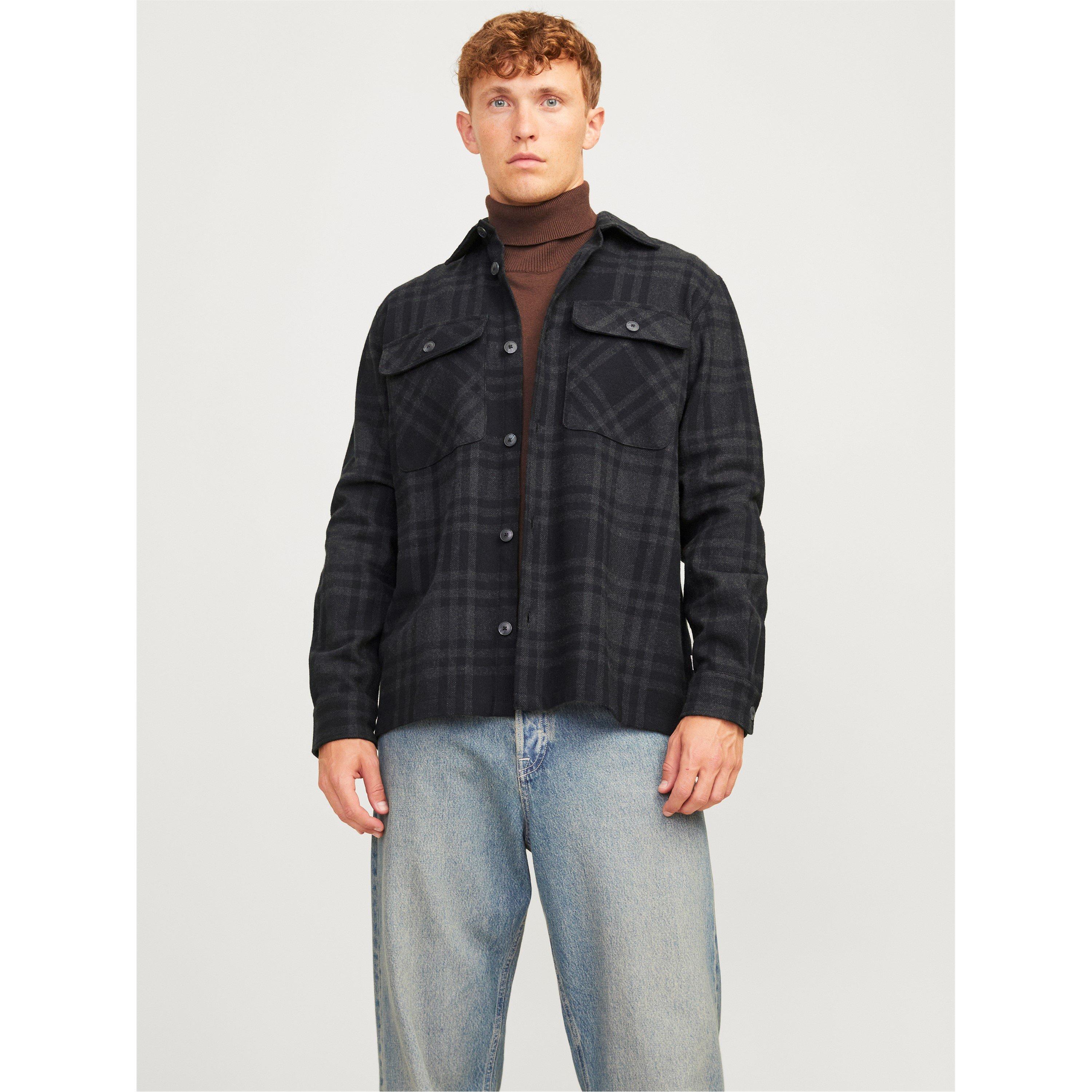 Jack And Jones Men's Raymond Long Sleeve Overshirt - Black Beauty - 2XL