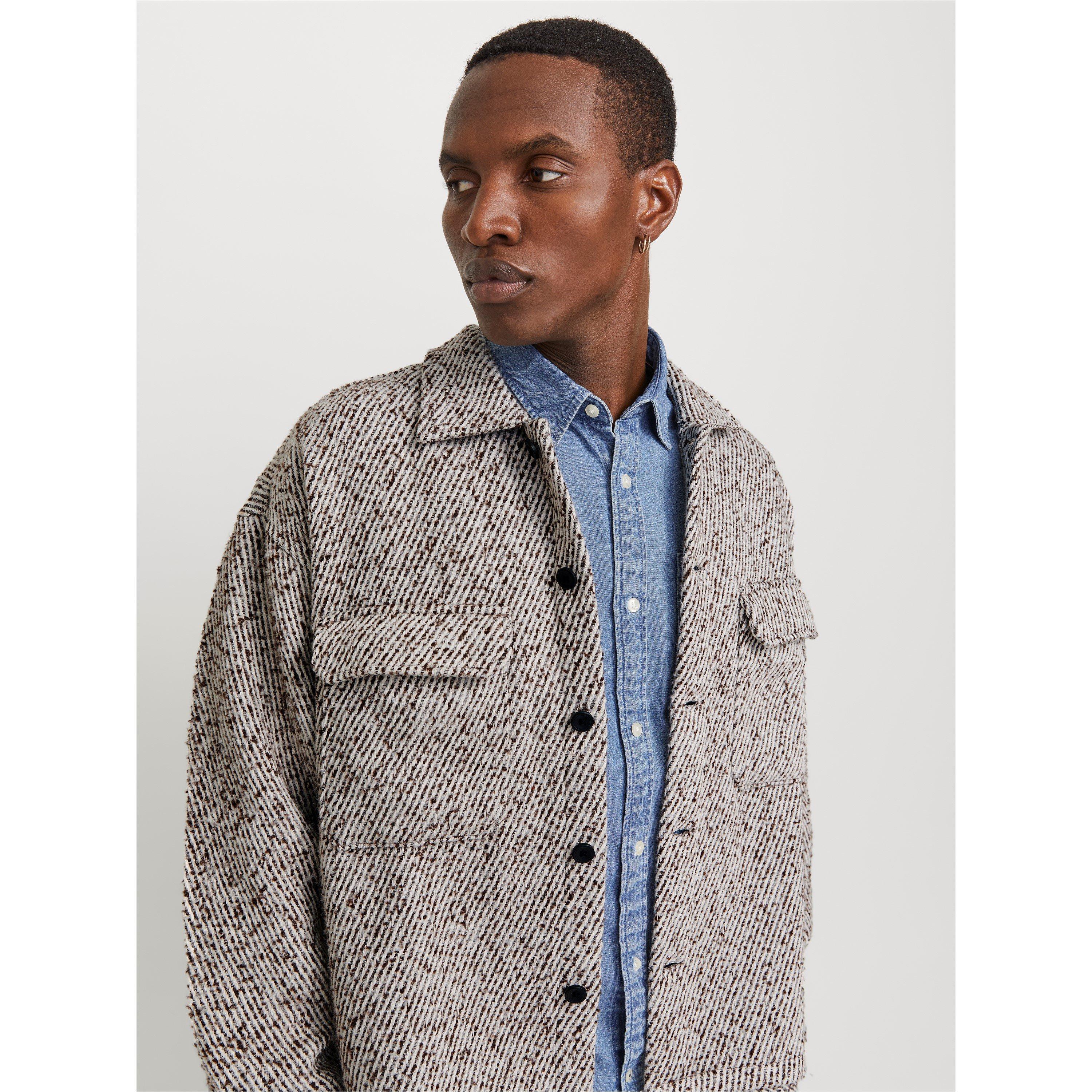 Jack And Jones Men's Winter Button-Front Overshirt - Chocolate Torte - XL