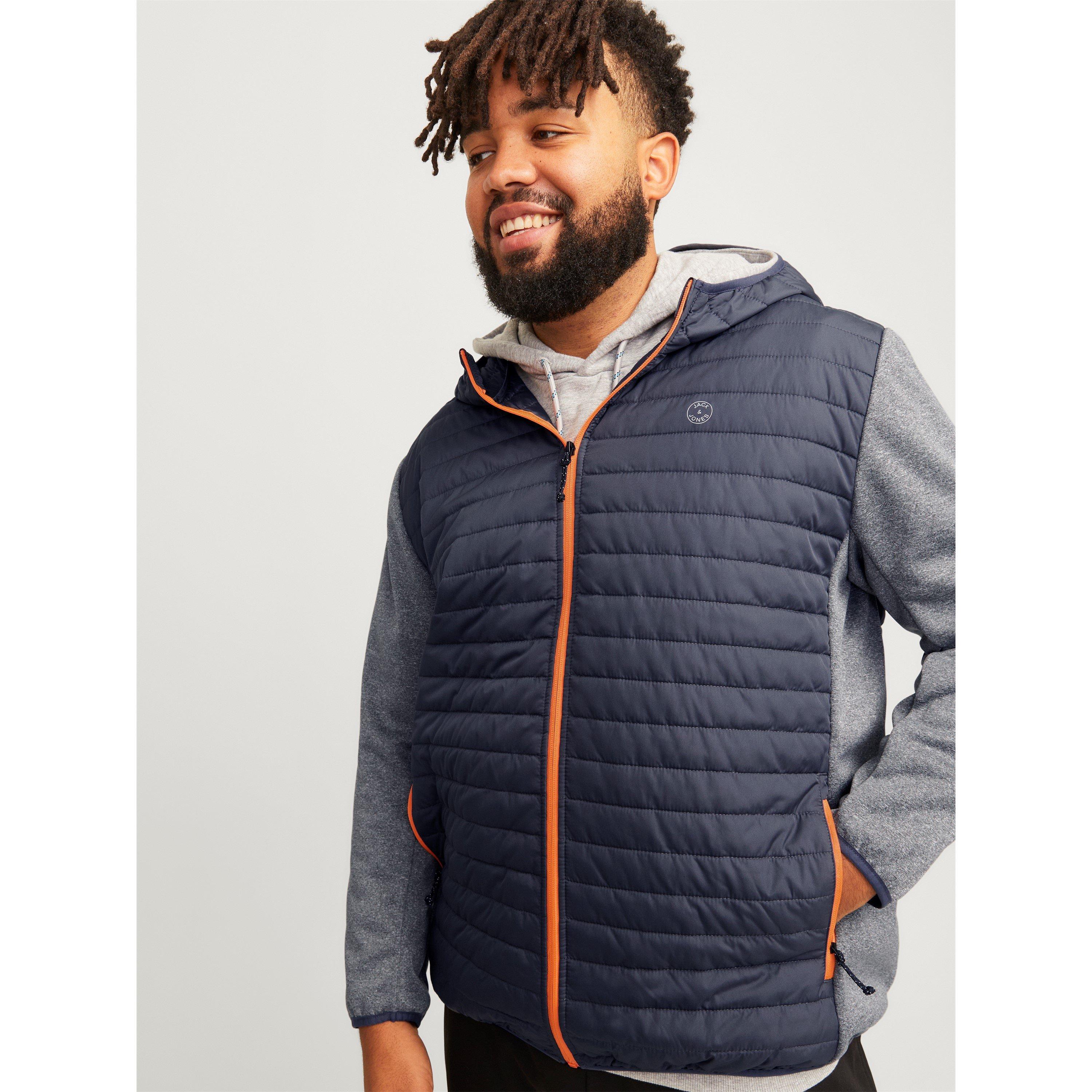 Jack And Jones Men's Lightweight Quilted Weather-Resistant Puffer Jacket - Grey Melange - 2XL