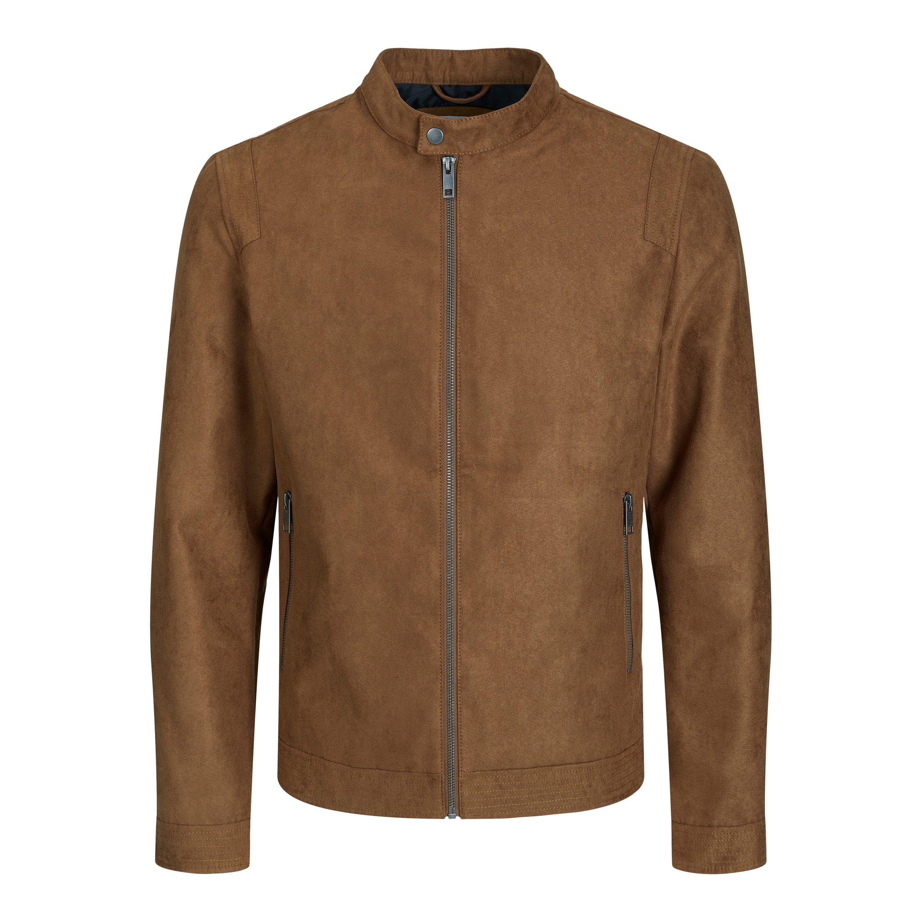 Cognac - Jack and Jones - Clean Faux Leather Jacket - 3
