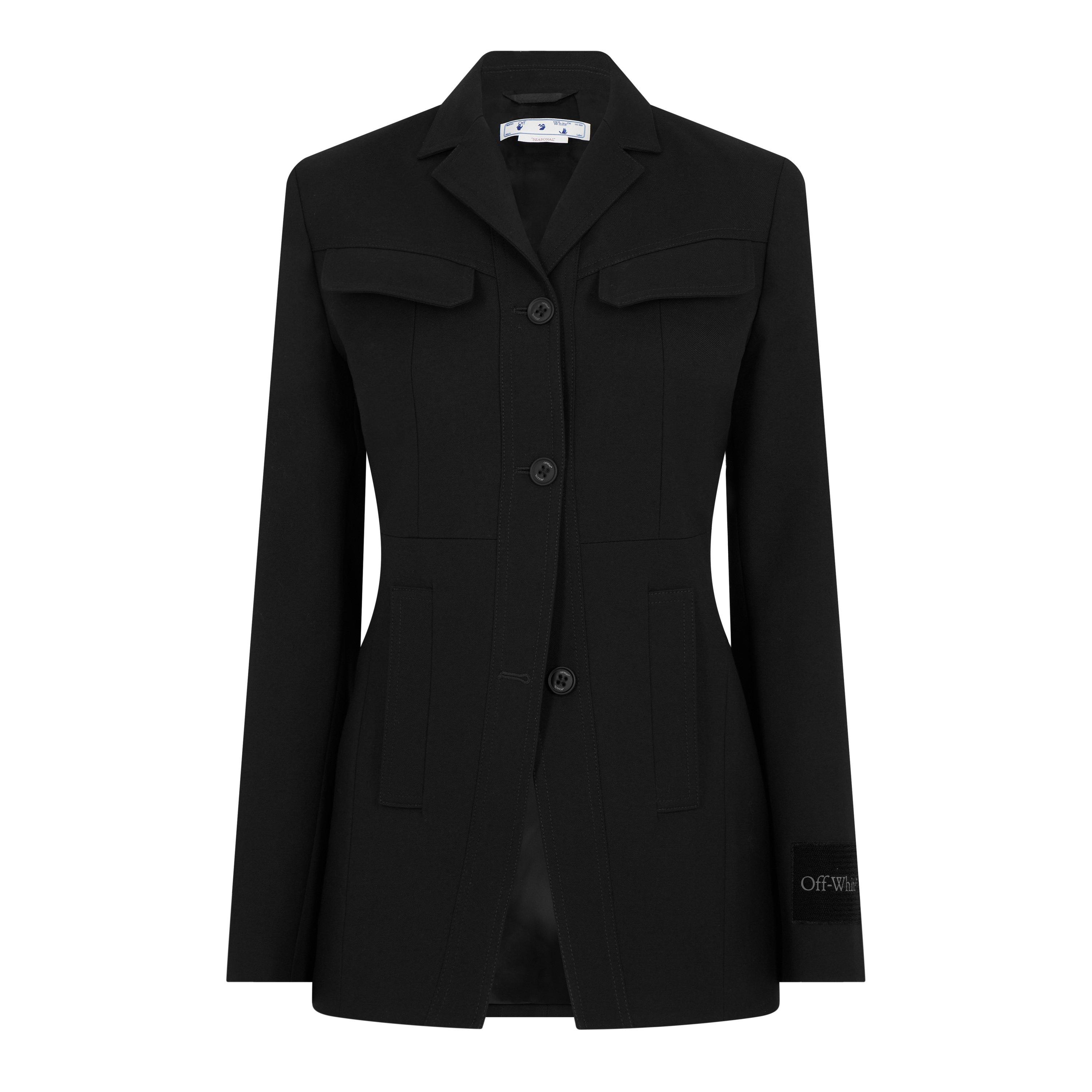 Black 1000 - Off White - Women's Toy Box Belted Virgin Wool Long Sleeve Blazer - 1