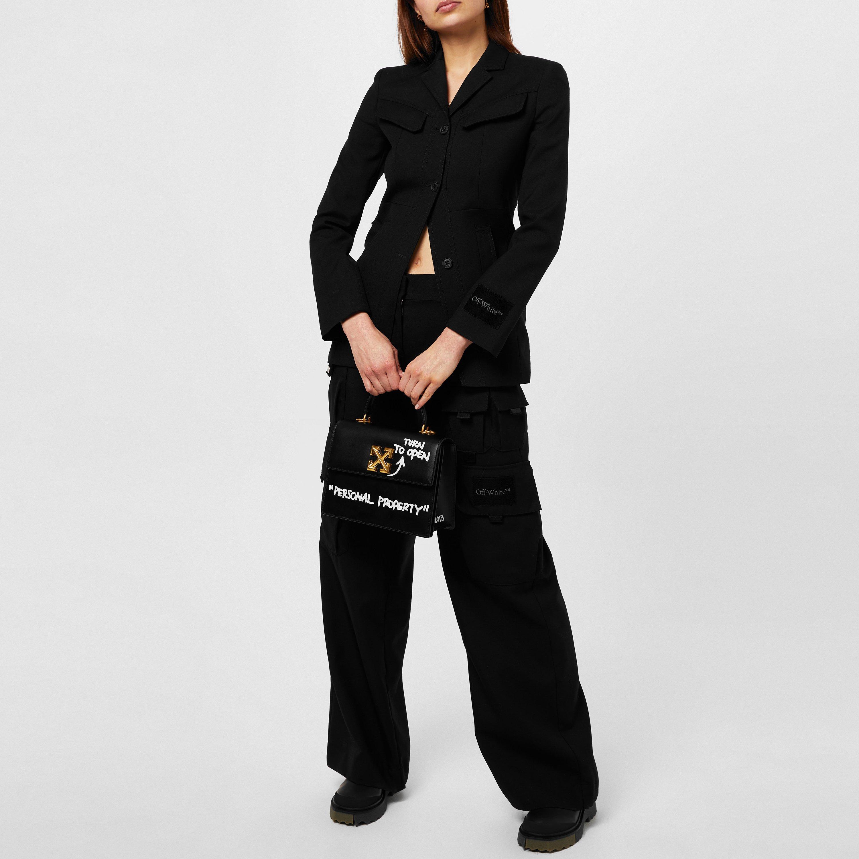 Black 1000 - Off White - Women's Belted Virgin Wool Jacket - 2