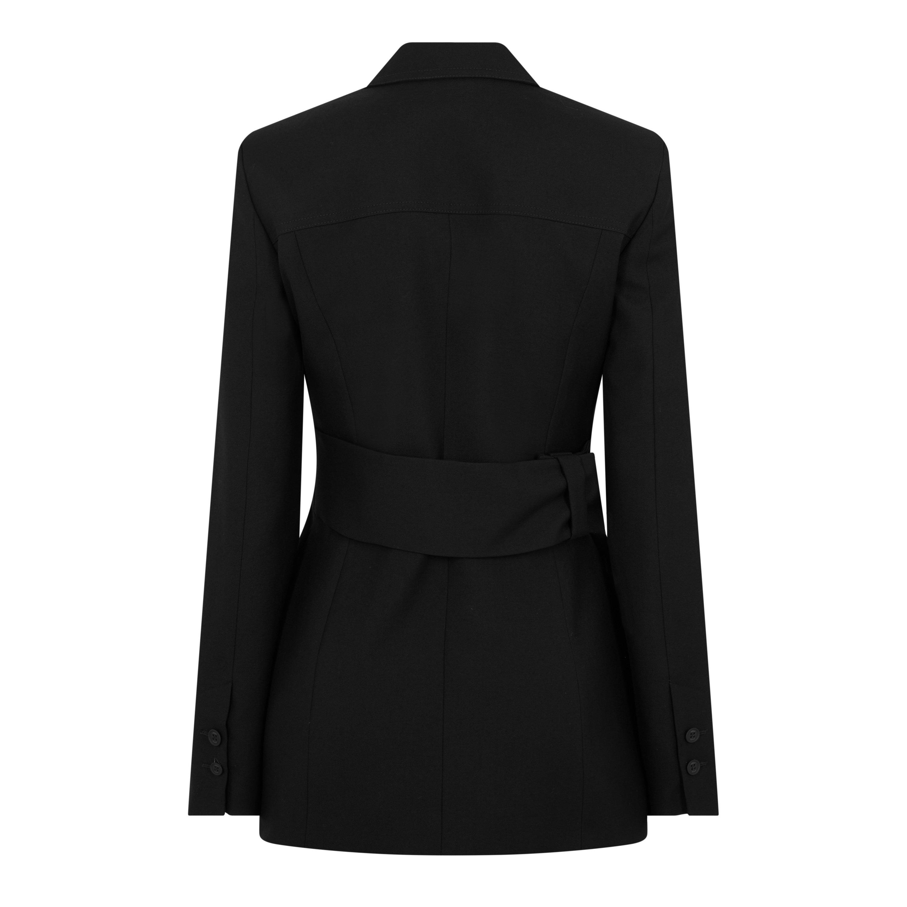 Black 1000 - Off White - Women's Belted Virgin Wool Jacket - 5