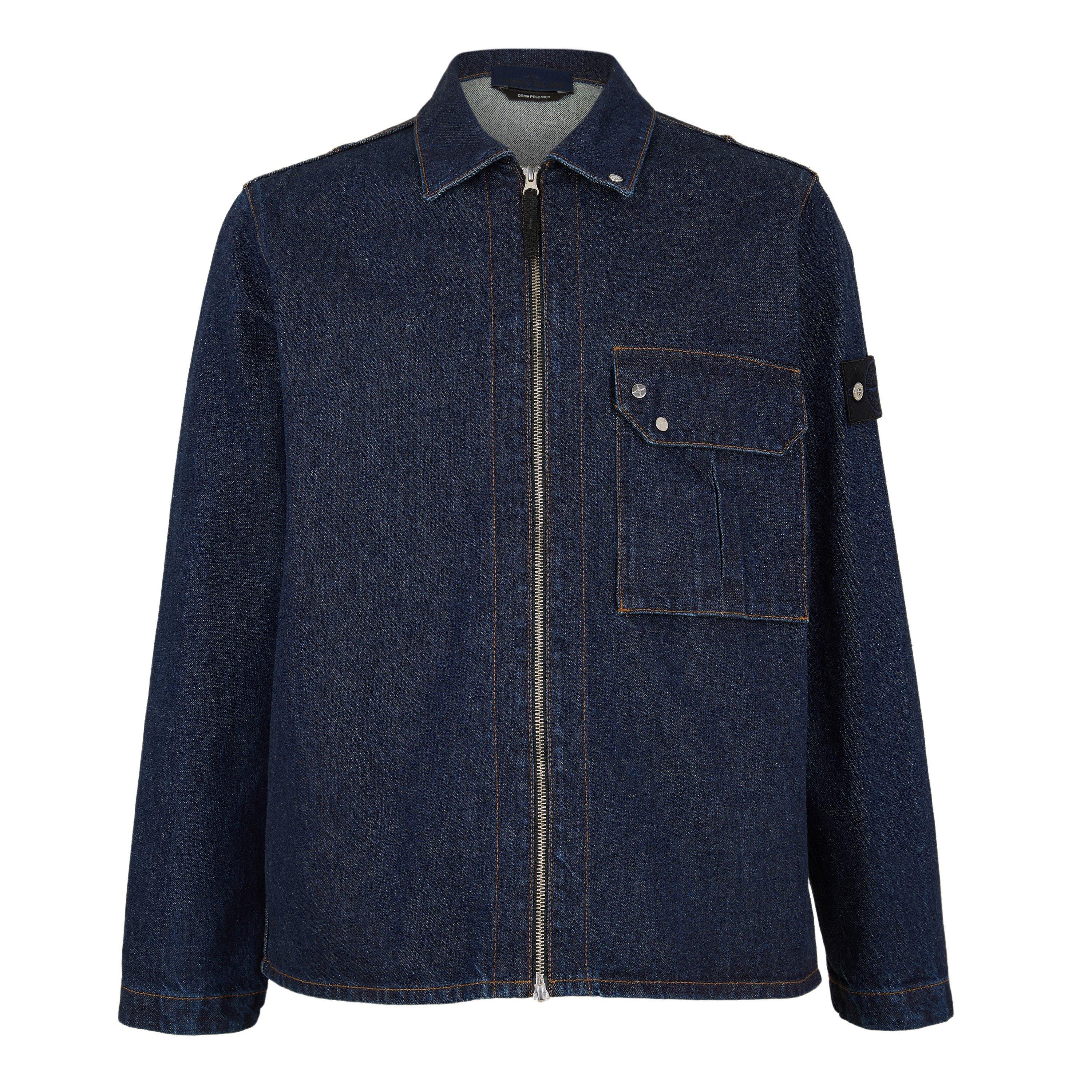 Stone Island Mens Denim Research Overshirt - Blu Rinse VJ201 - M