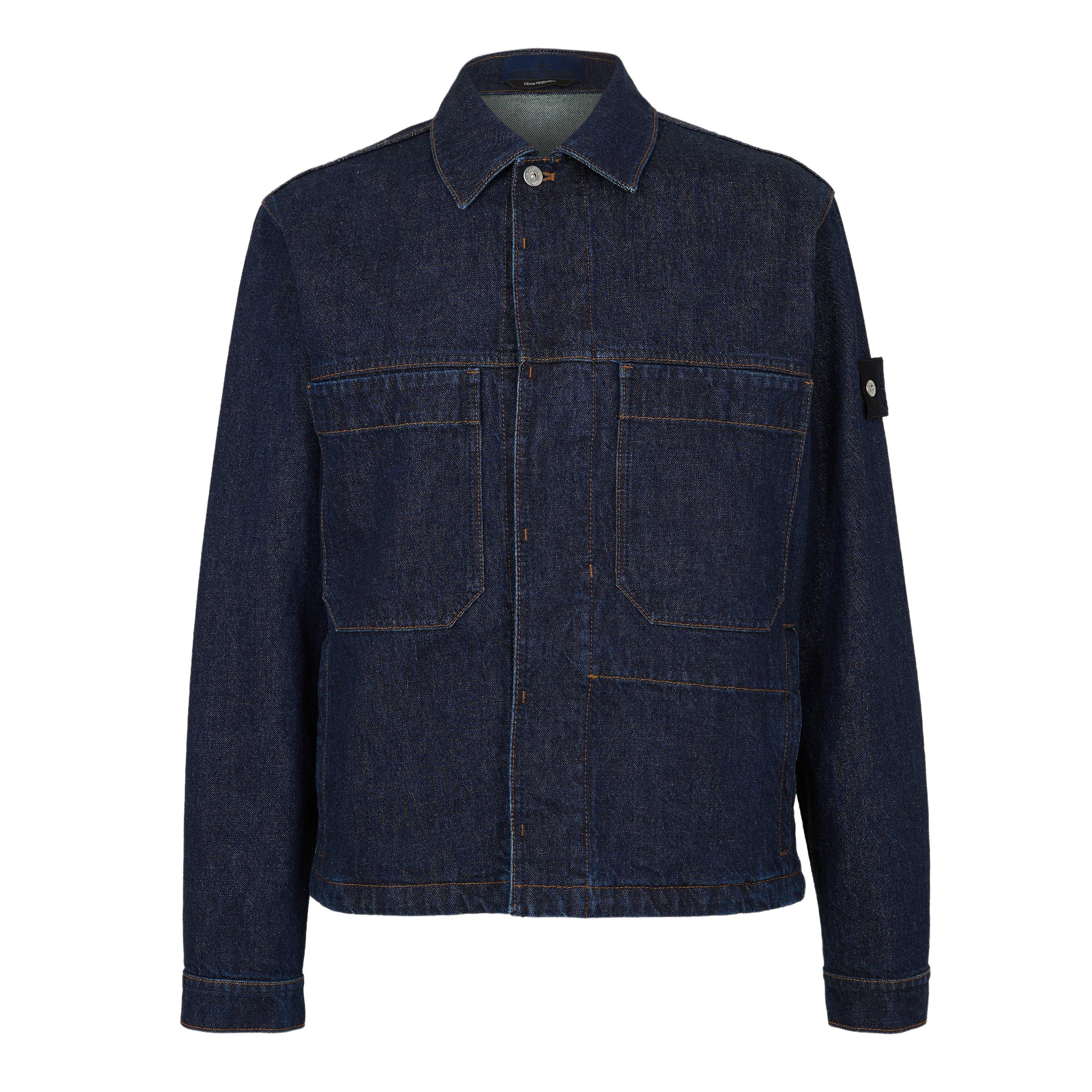 Blu Rinse VJ201 - Stone Island - Mens Denim Research Biker Jacket - 1